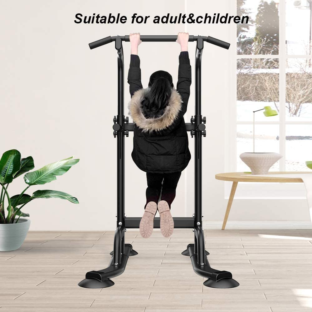 Height Adjustable Pull Up Bar Station - Dip Station Multi-Function Home Gym Equipment Fitness Workout Equipment