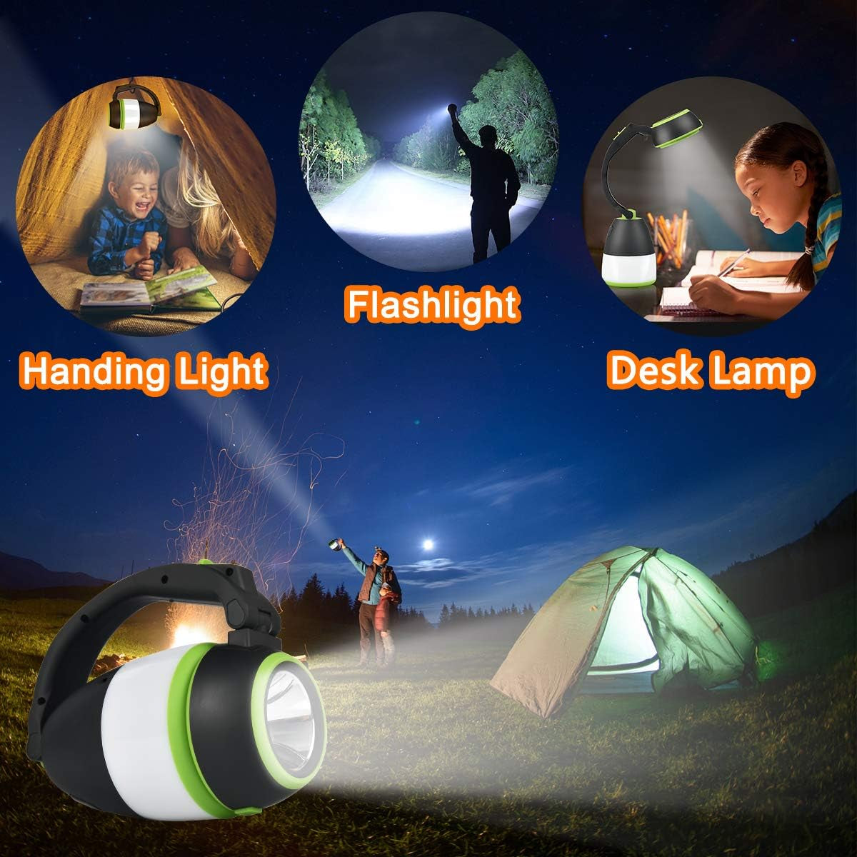 Rechargeable Camping Lantern with 6 Light Modes, Waterproof Design, and 1000LM Brightness - Ideal for Outdoor Camping, Fishing, Hiking, and Emergency Situations