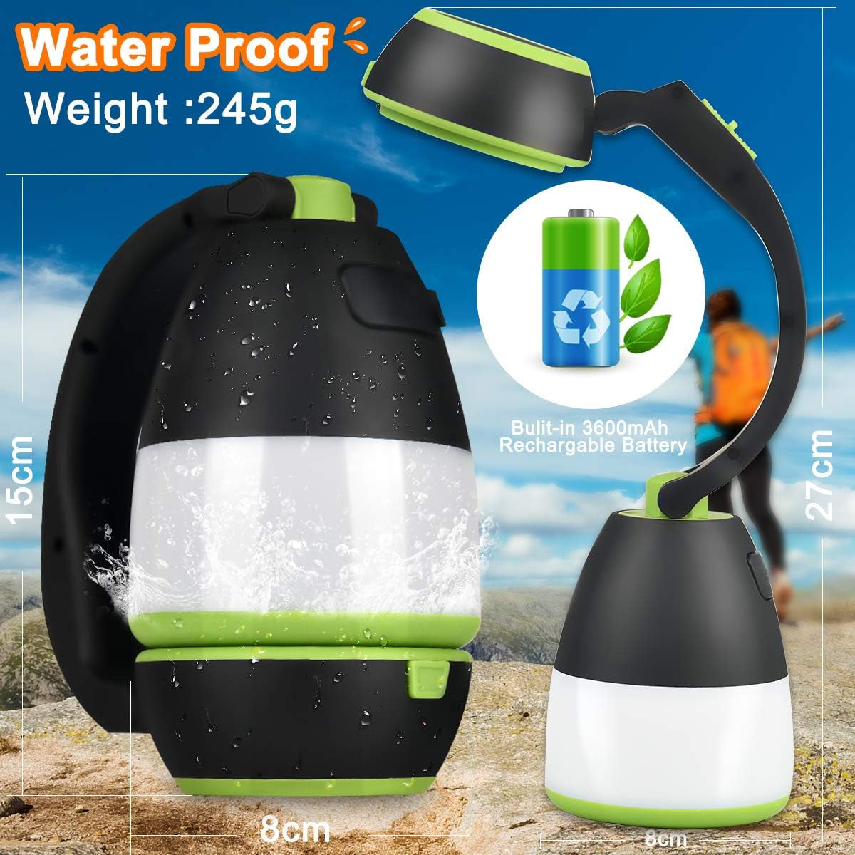 Rechargeable Camping Lantern with 6 Light Modes, Waterproof Design, and 1000LM Brightness - Ideal for Outdoor Camping, Fishing, Hiking, and Emergency Situations