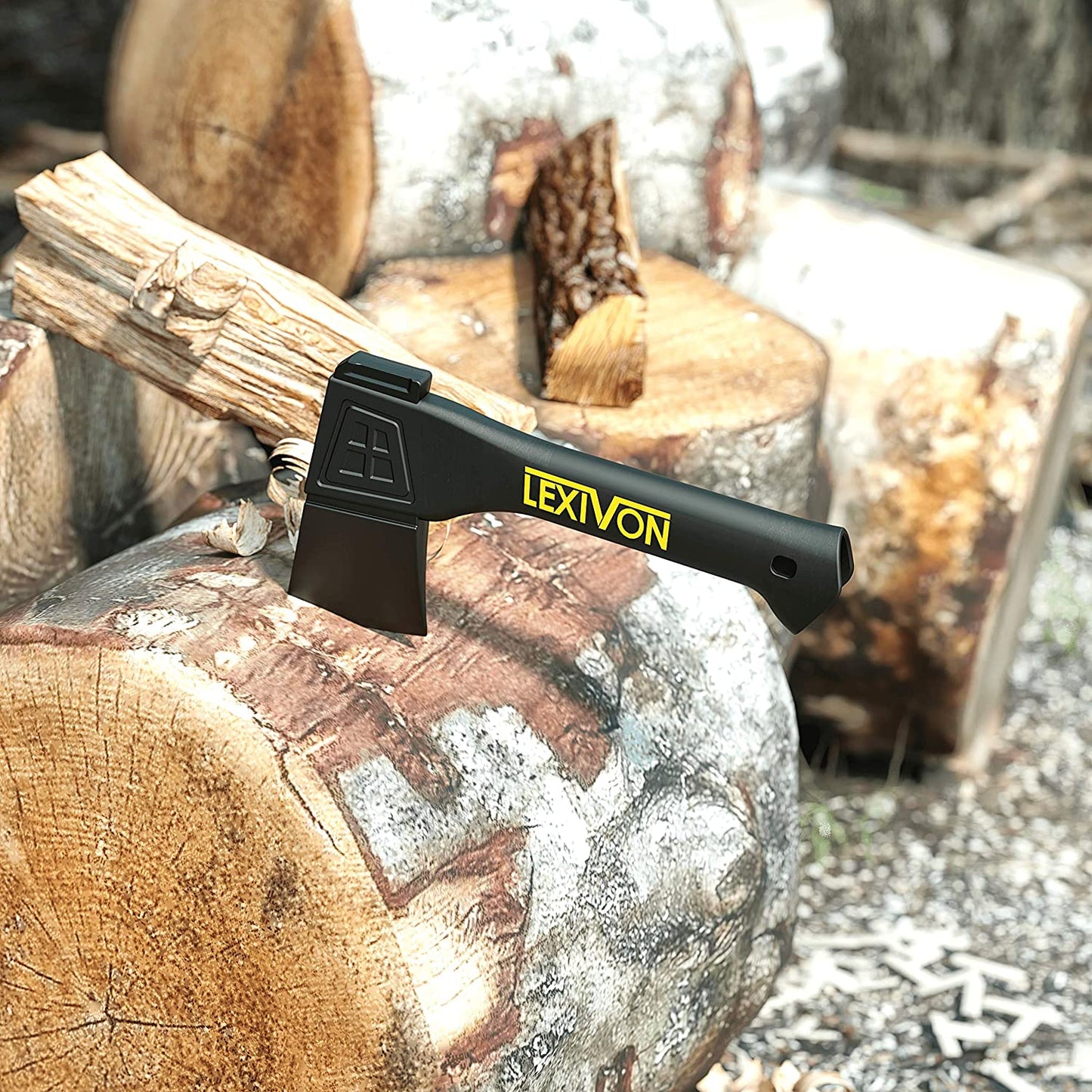 Camping Hatchet with Ergonomic Grip and Lightweight Fiber-Glass Composite Handle - Includes Protective Carrying Sheath