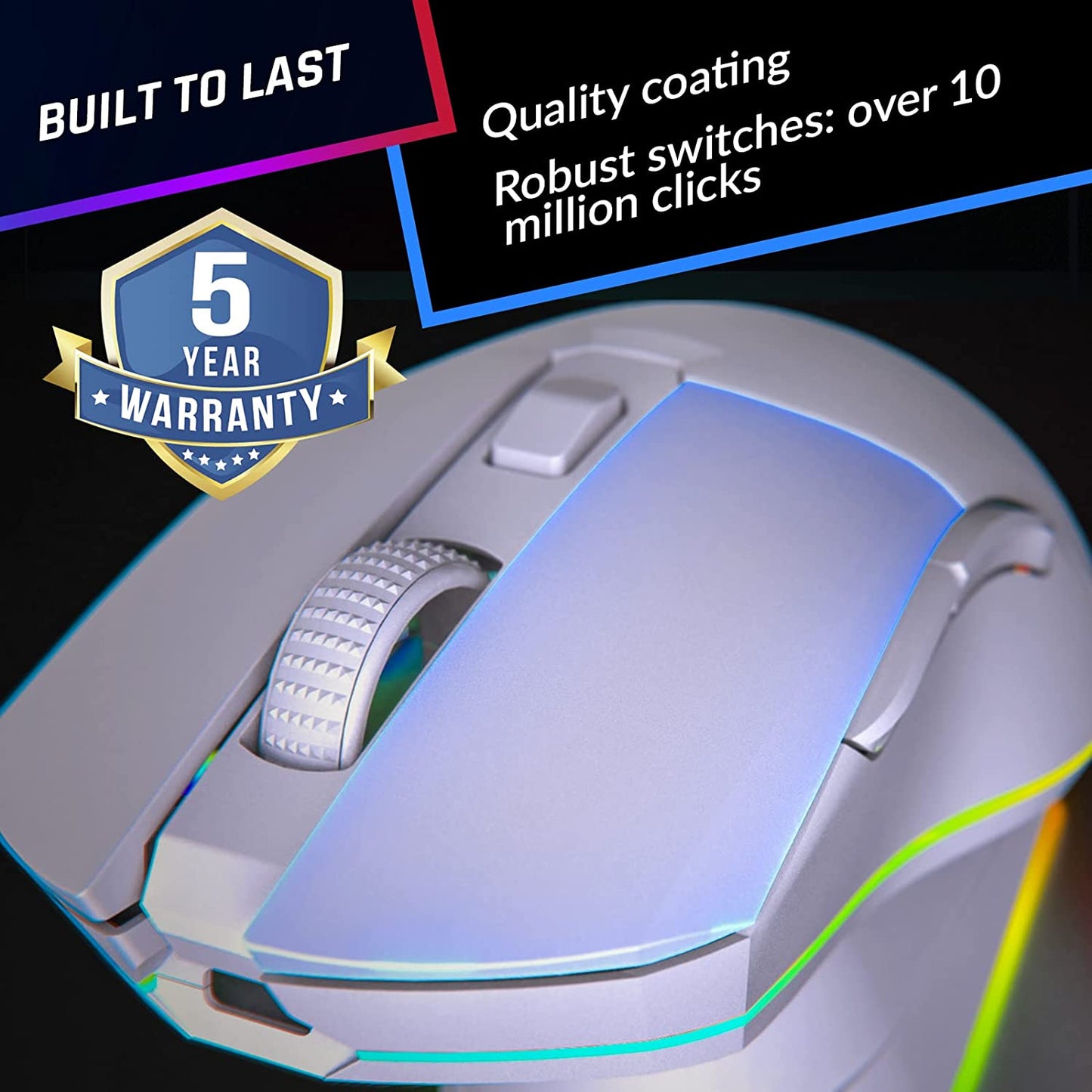 Rechargeable Wireless Gaming Mouse Blaze Pro with Charging Dock, RGB, High-Precision Sensor, Long-Lasting Battery, up to 6000 DPI. Great Wireless PC Gaming Mouse for 2022