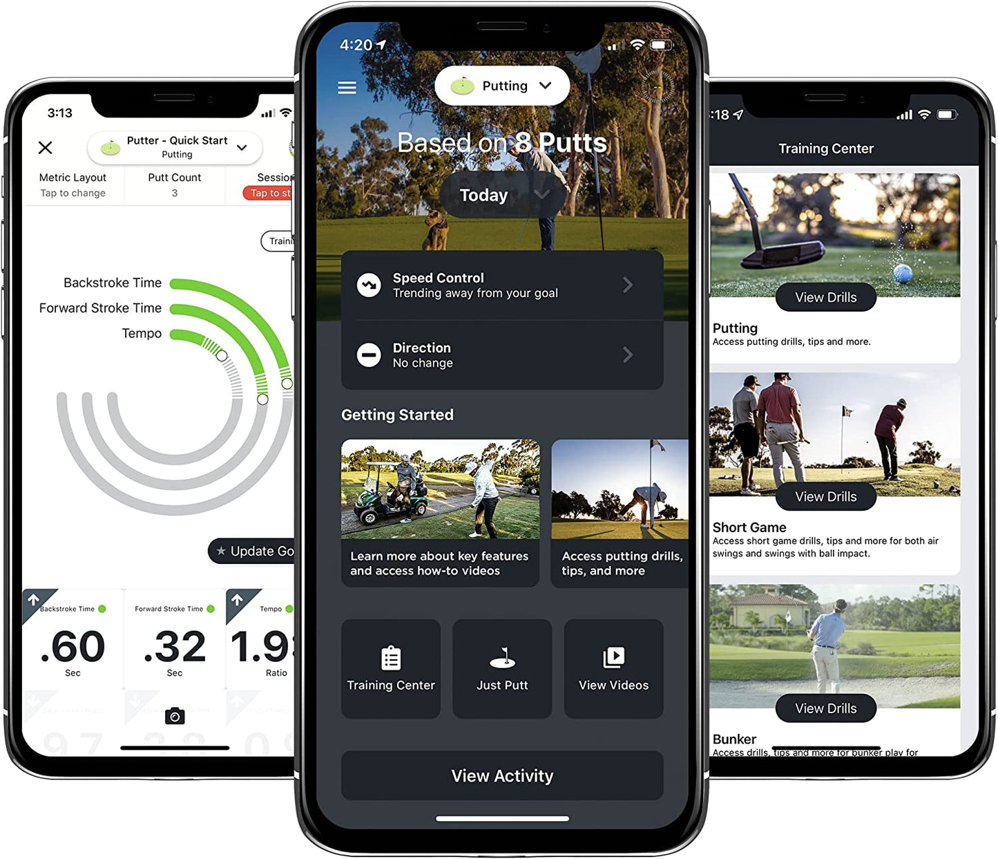 Golf Swing and Stroke Analyzer with Sensor - Comprehensive Tracking for Putting, Full Swing, Short Game, and Bunker Modes, Air Swing Mode, Slo-Mo Video Capture, App Compatibility for iOS and Android
