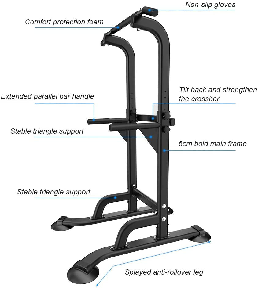 Adjustable Height Workout Pull Up & Dip Station - Multi-Function Home Gym Strength Training Fitness Equipment