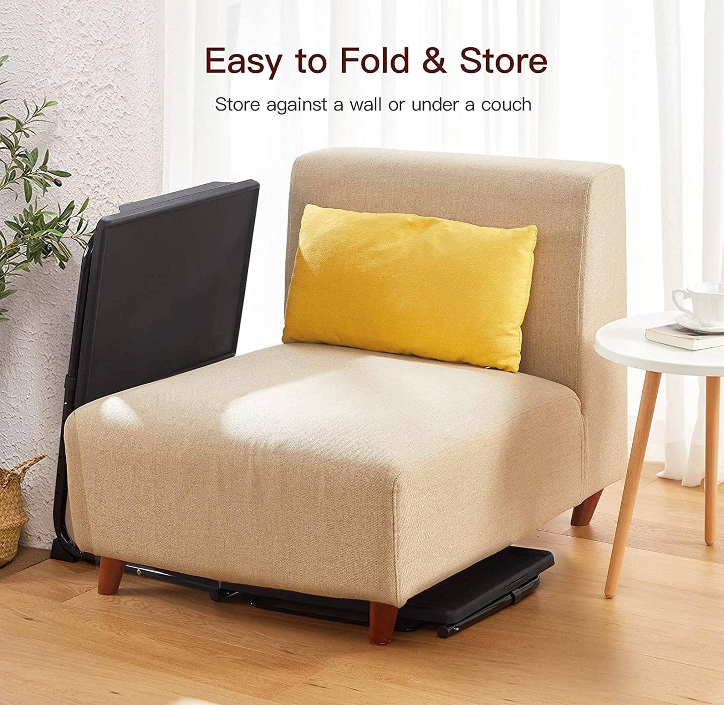 Adjustable TV Tray Table: Perfect for TV Dinners in Bed or on the Sofa. It's a Comfortable Folding Table with 6 Height and 3 Tilt Angle Adjustments, and it includes a Built-in Cup Holder. Pack of 1 in Black