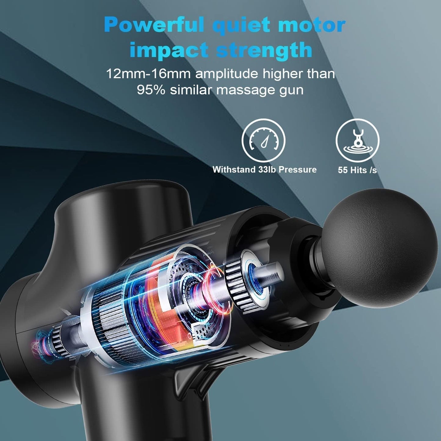 Professional Deep Tissue Percussion Massager with 30 Speed Levels - Electric Handheld Massage Gun for Muscle Pain Relief, Deep Relaxation - Includes 8 Massage Heads