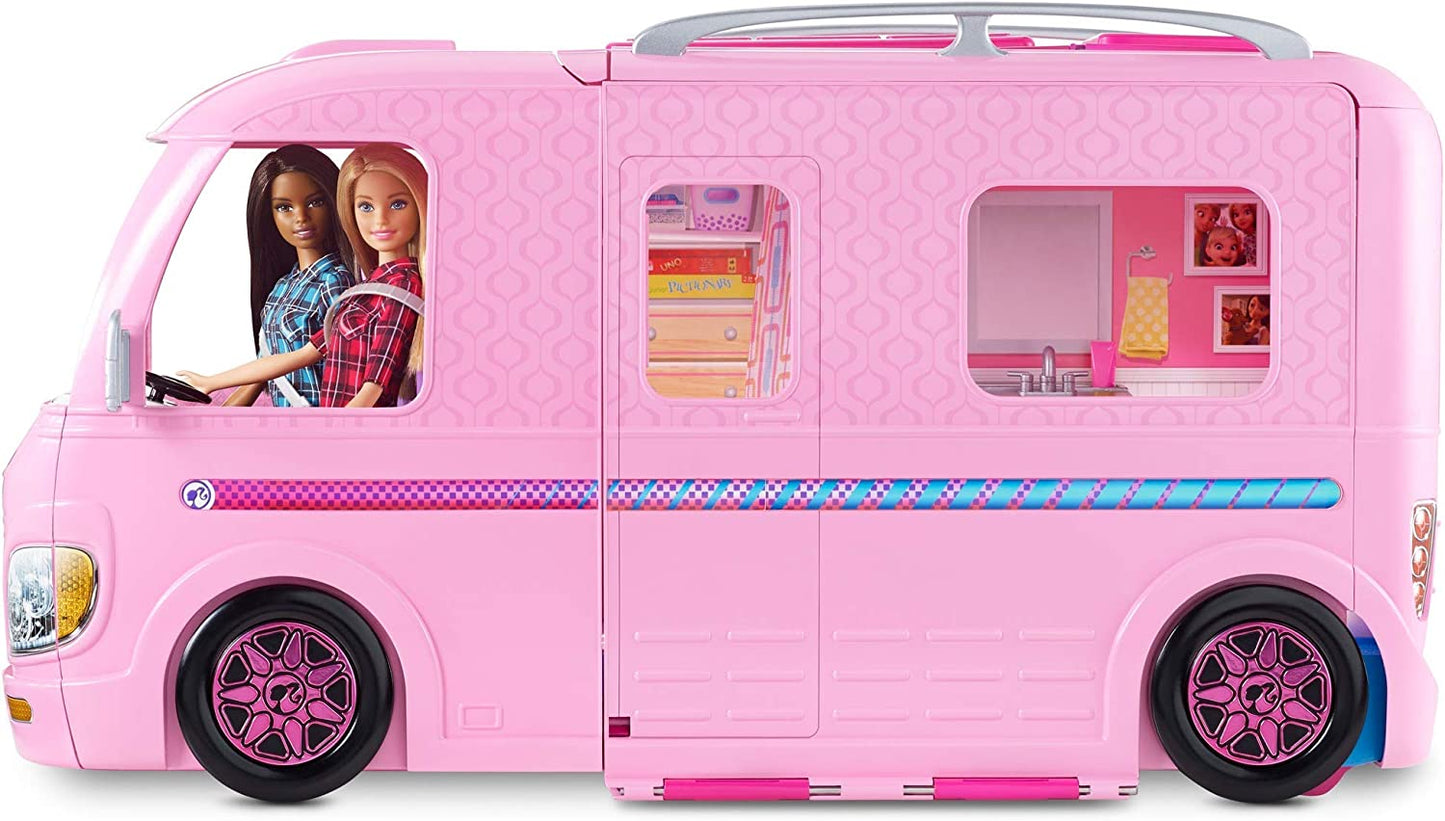 Dreamcamper Toy Vehicle - Camper Playset with 50 Accessories, including Furniture, Pool & Slide, Hammocks & Fireplace.