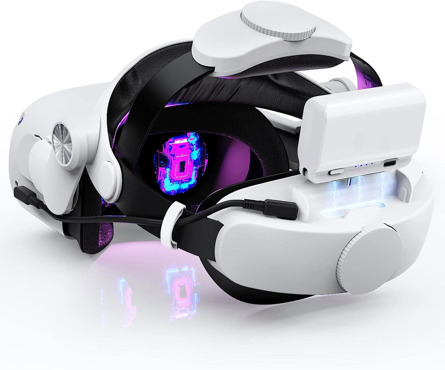 Enhanced VR Head Strap for Meta Quest 2 - Extend Playtime by 4 Hours with 7000mAh Replaceable Battery, Provides Enhanced Support and Comfort in VR Gaming (Patent Pending)