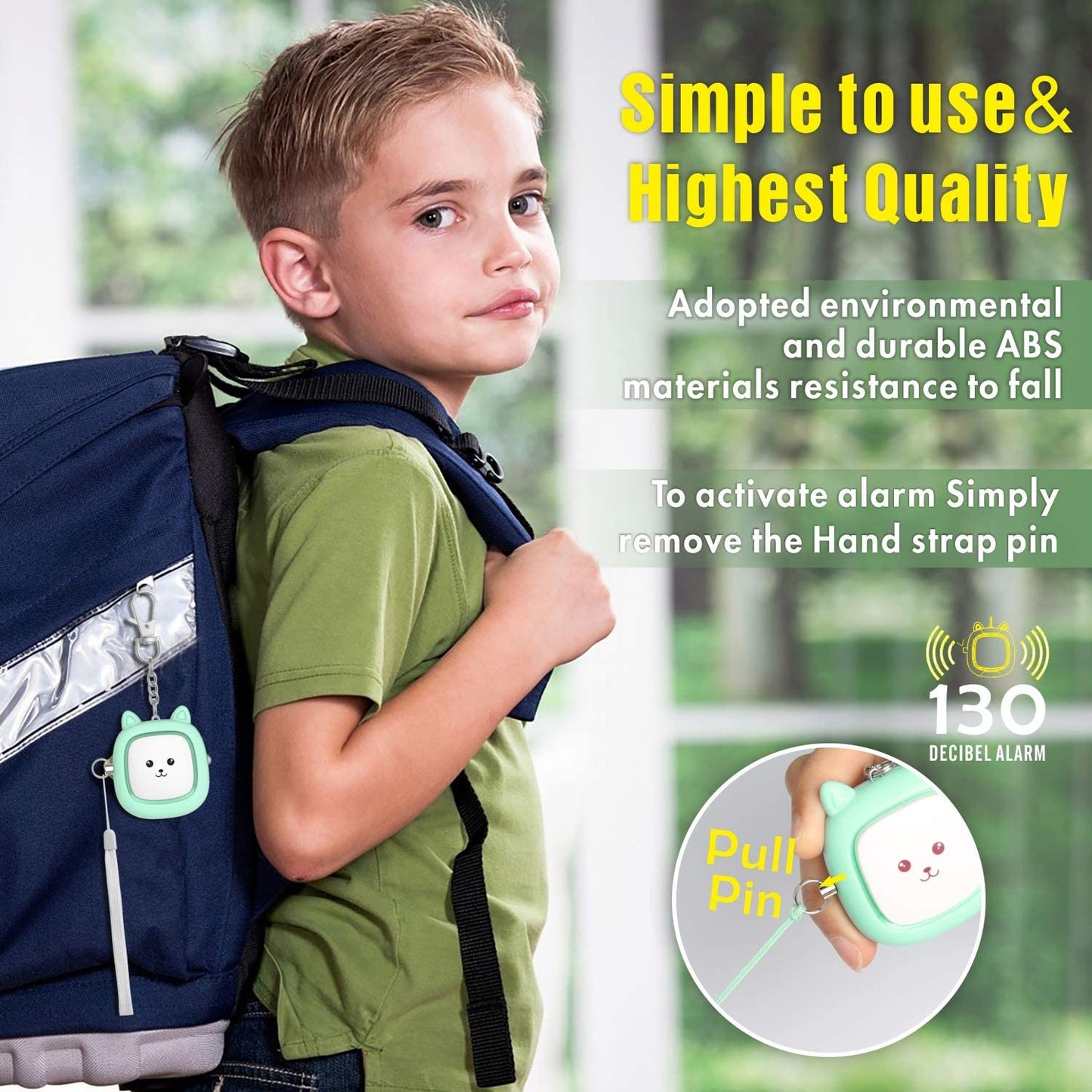 Personal Safety Alarm, 3-Pack 130 dB Emergency Self-Defense Security Alarm Keychain with LED Light - Ideal for Women, Men, Children, and the Elderly (Black/Purple/Green)