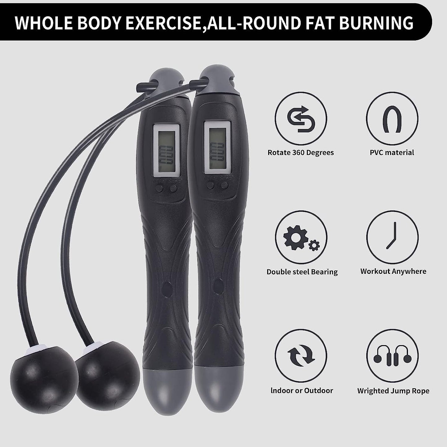 Digital Adjustable Cordless Jump Rope: Dual Mode for Training Fitness, High Speed Skipping Rope for Narrow Spaces, Tangle-Free and Safe for You and Children.