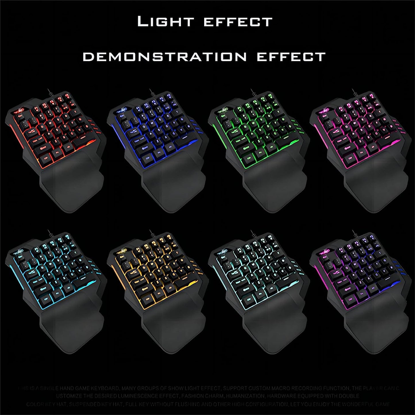 RGB Backlit Wired Gaming One-Handed Keyboard with Mechanical Feel for PS4, Xbox, PC, and Mobile Gaming