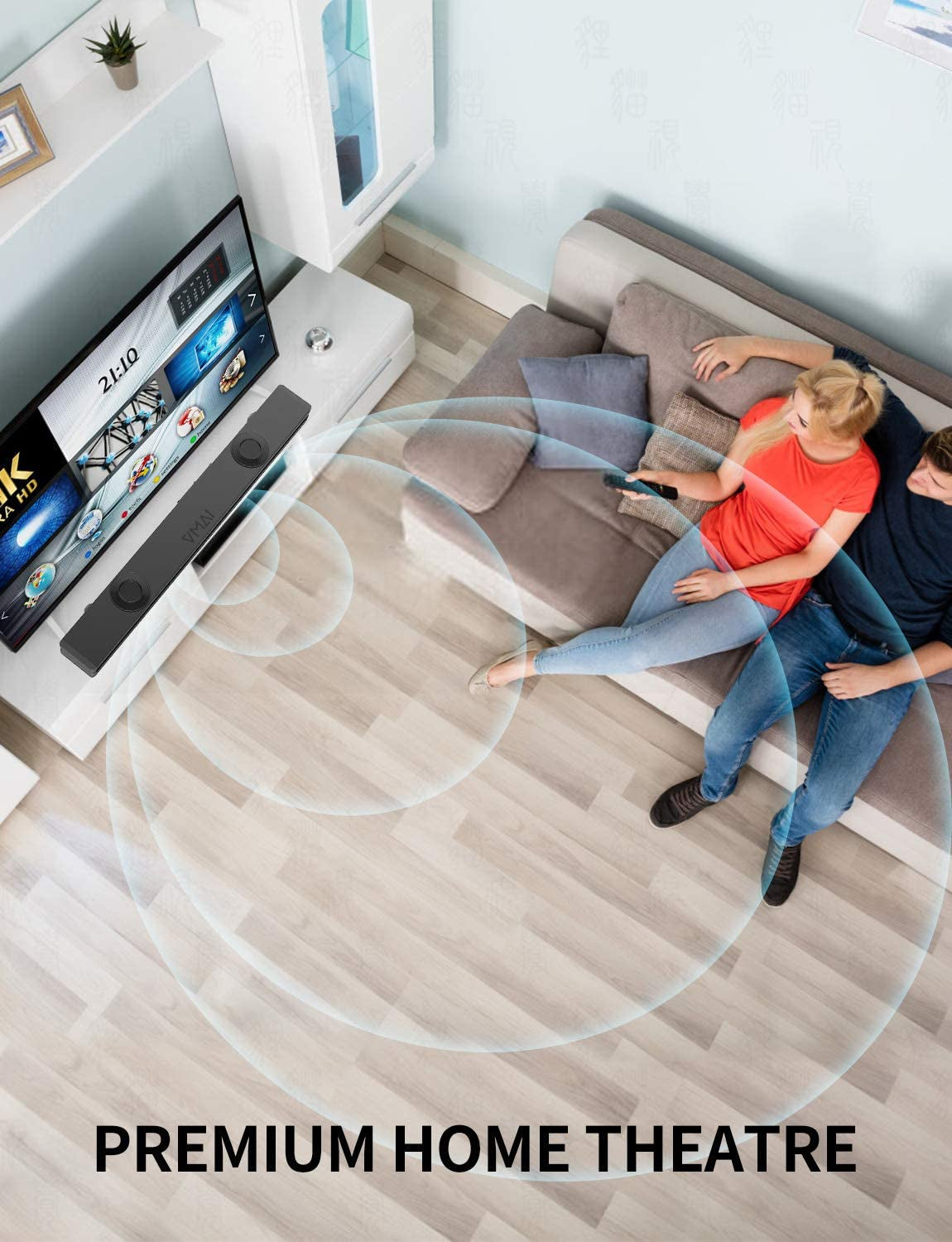 38-Inch 2.1 Sound Bar with Dual Subwoofers, 90W, Bluetooth, HDMI, Wall Mountable, Home Theatre