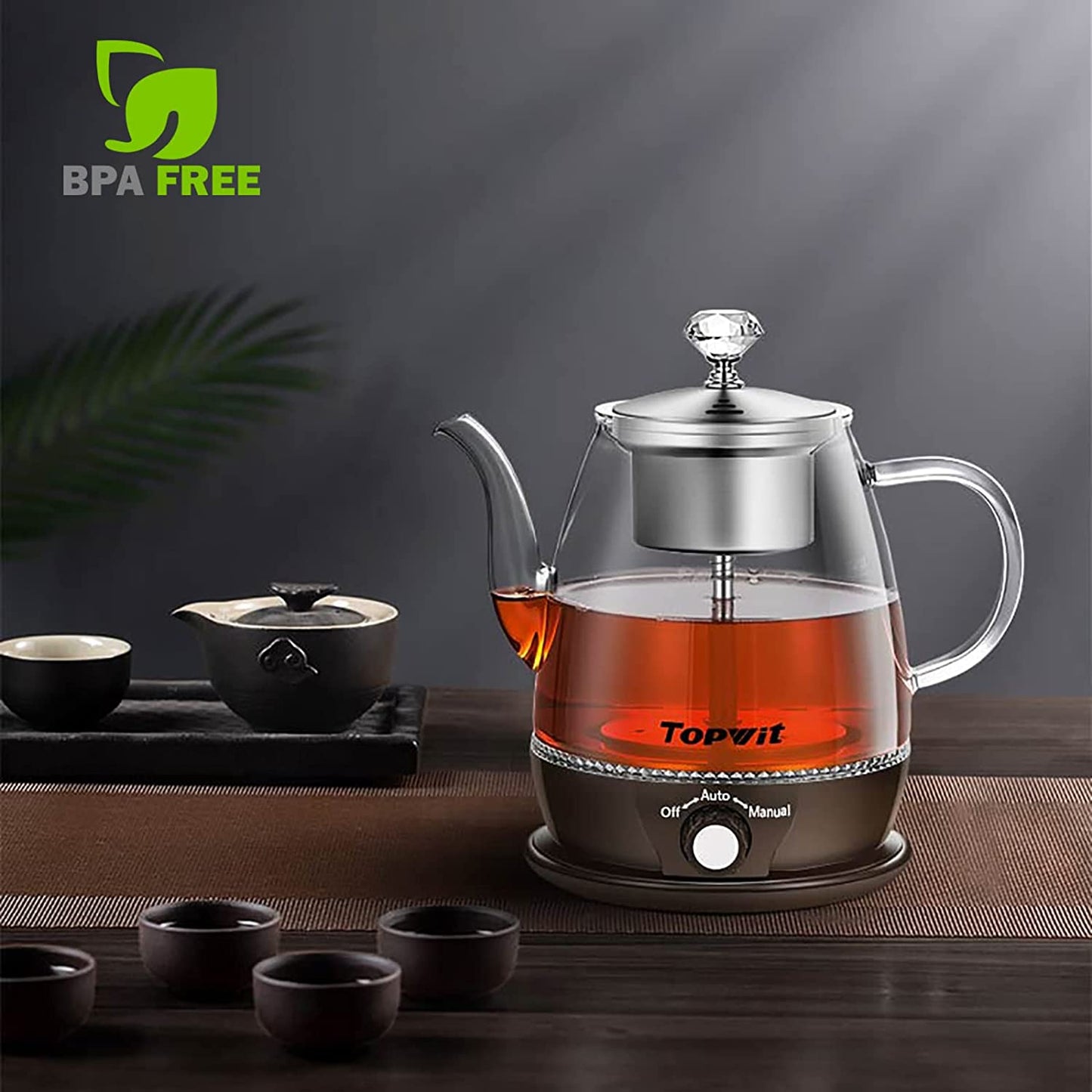 Electric Kettle with Automatic Tea-brewing and Keep Warm Functions - Features Dual Modes for Tea and Hot Water - 1L Capacity - Includes Stainless Steel Infuser - Suitable for Pour Over Tea and Hot Water - Convenient Electric Tea Maker.