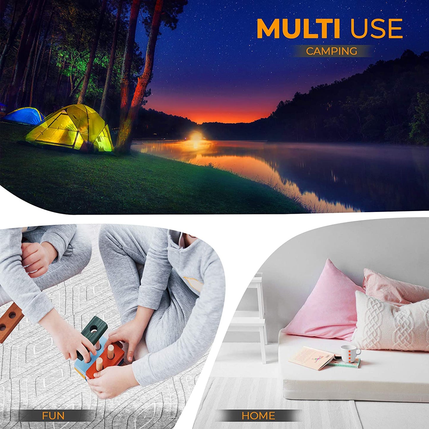 Portable Roll-Up Travel Mattress - Features CertiPUR-US 3” Cooling Gel Infused Memory Foam Sleeping Pad, Ideal for Camping, Car Trips, and as a Bed Topper; Includes Waterproof Cover, Carry Bag; Suitable for Kids, Cots, Singles, and Twins.
