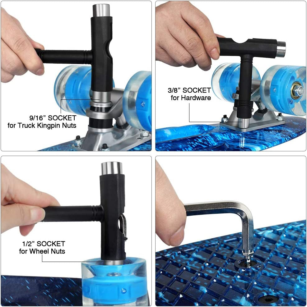 Complete Mini Cruiser Skateboard for Kids, Teens, Adults, and Beginners - Features PU LED Flashing Wheels, Comes with an All-in-One Skate T-Tool for Easy Maintenance.