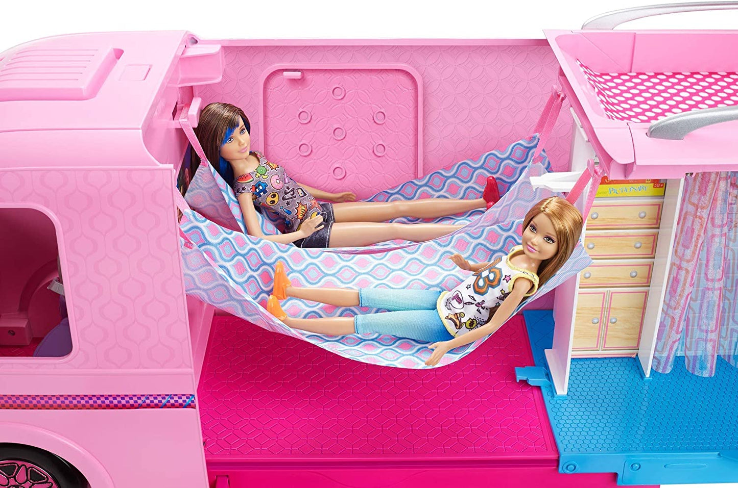 Dreamcamper Toy Vehicle - Camper Playset with 50 Accessories, including Furniture, Pool & Slide, Hammocks & Fireplace.