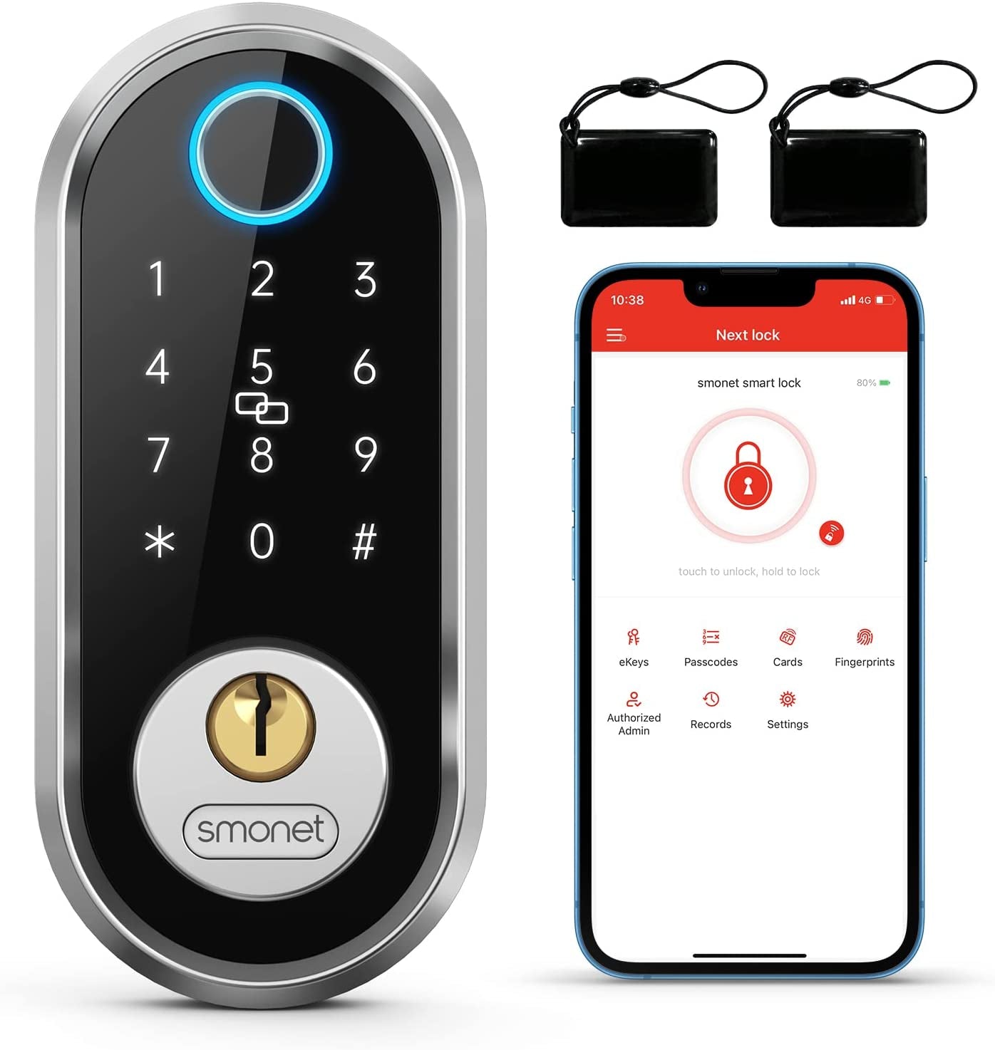 Smart Deadbolt Lock Fingerprint Electronic Door Lock with Keypad-Bluetooth Keyless Entry, App Control, Ekeys Sharing, App Monitoring, Auto Lock for Homes and Hotels