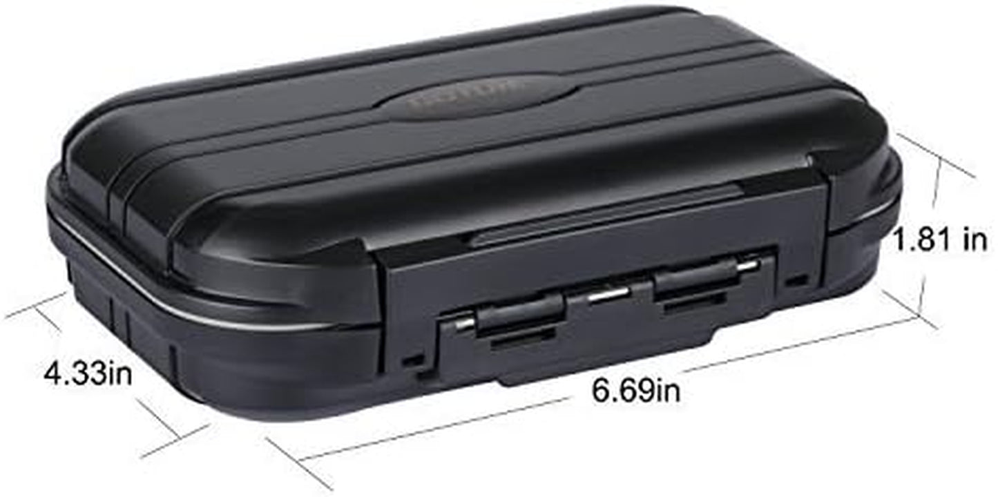 Waterproof Fishing Tackle Storage Organizer Box, Plastic Lure Box with Small Tool Tackle Trays - Black (6.69'' X 4.33'' X 1.81'')