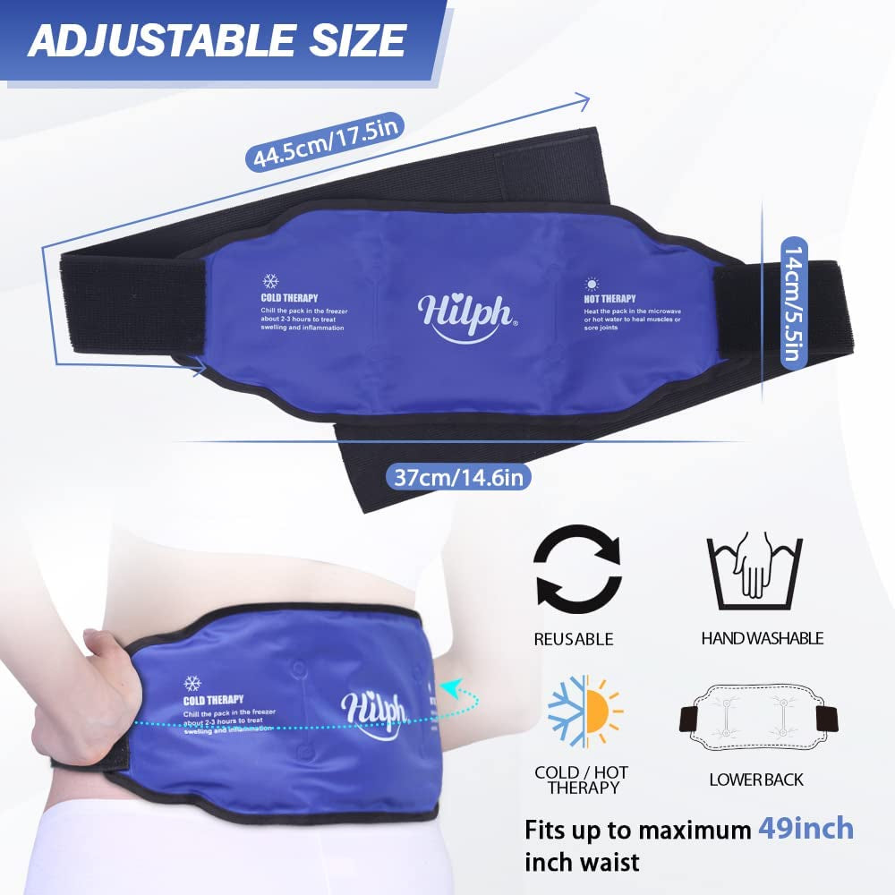 Reusable Ice Back Wrap for Injuries, Hot Cold Therapy Ice Pack Belt for Waist & Lower Back Pain Relief, Sciatica, Herniated Discs, Scoliosis