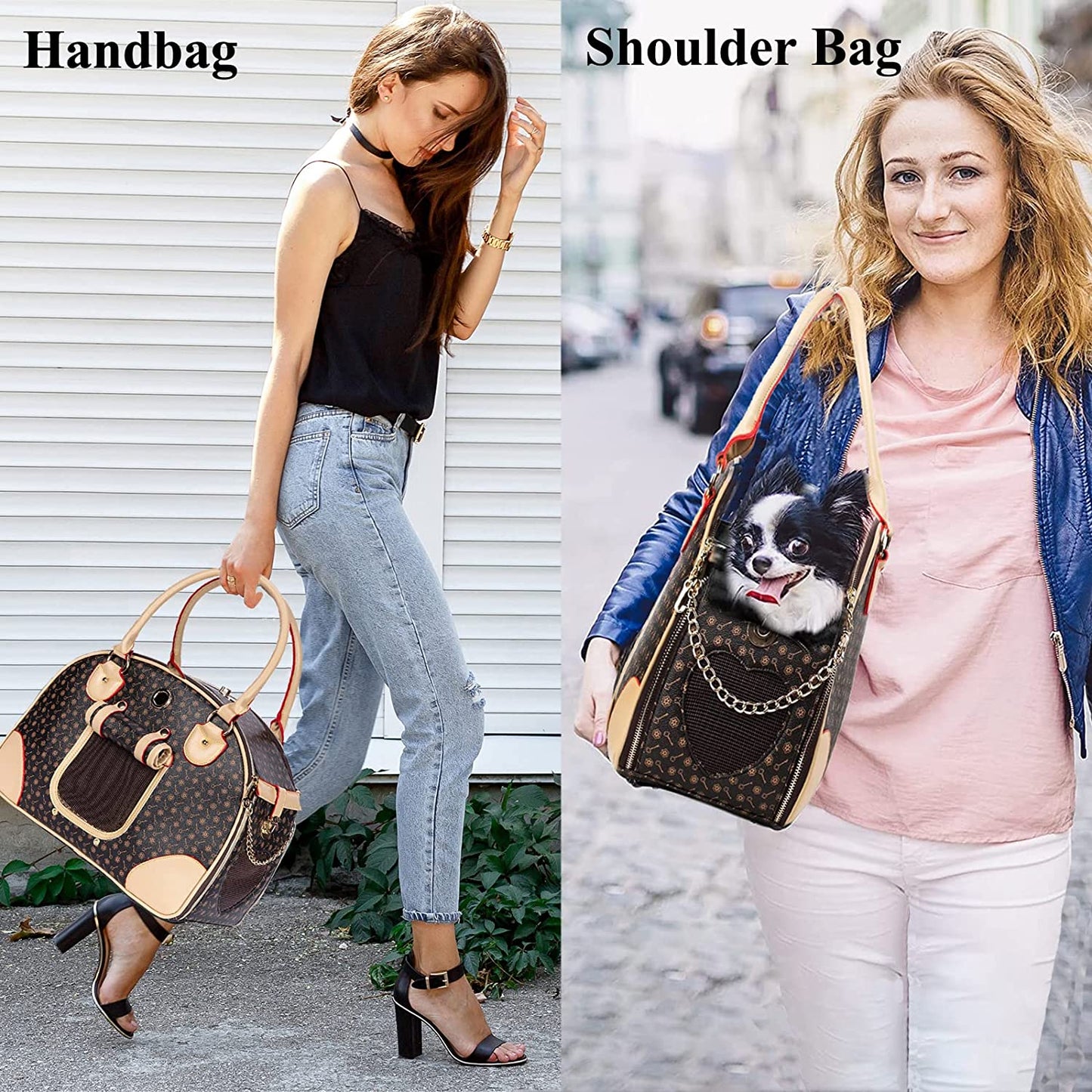 Luxury Waterproof PU Leather Pet Carrier Handbag for Small Dogs and Cats: Ideal for Outdoor Adventures, Travel, and Shopping