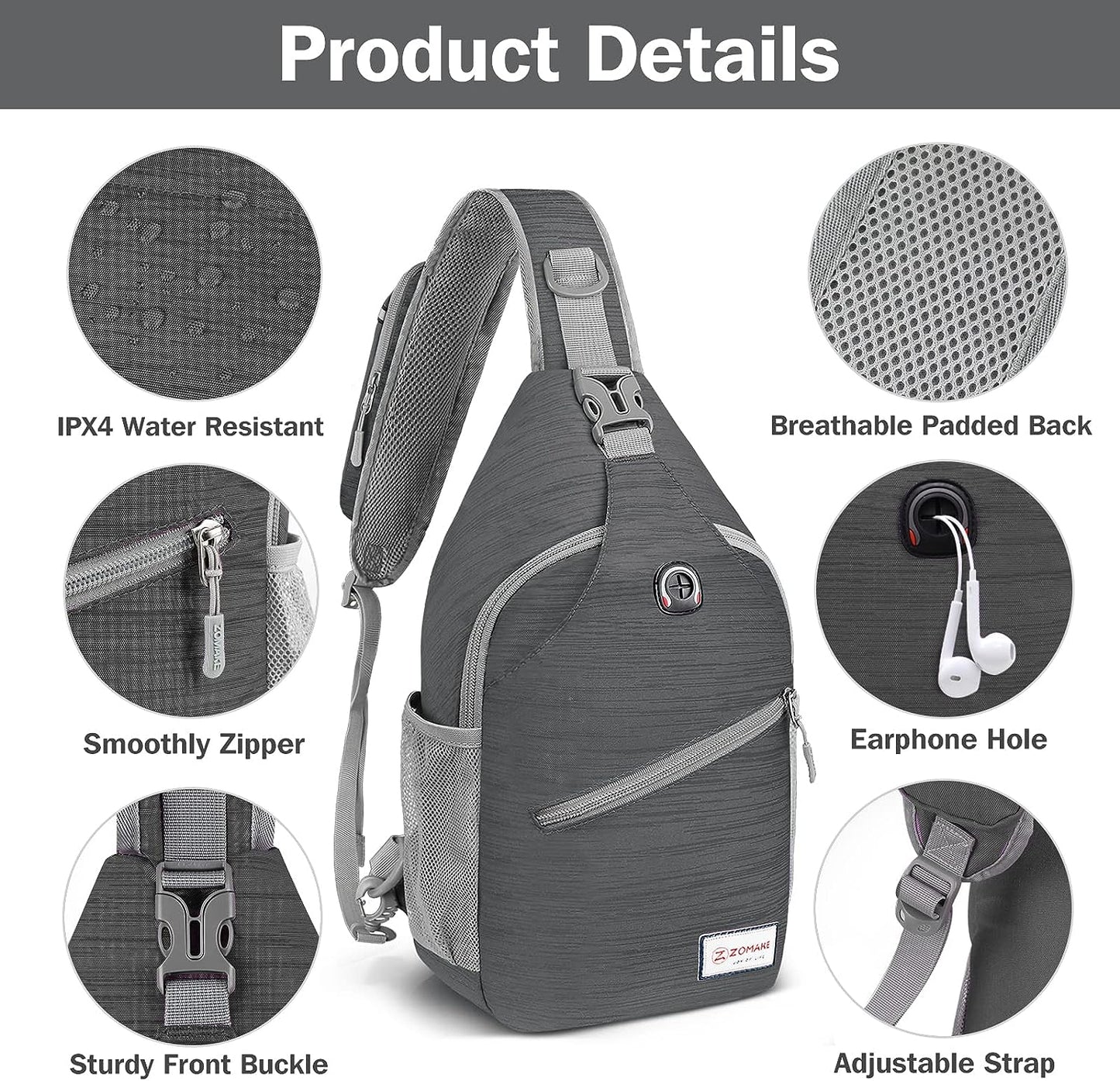 Crossbody Sling Backpack – A Shoulder Chest Bag designed for both Women and Men, perfect for Travel, Hiking, and Daypack use.
