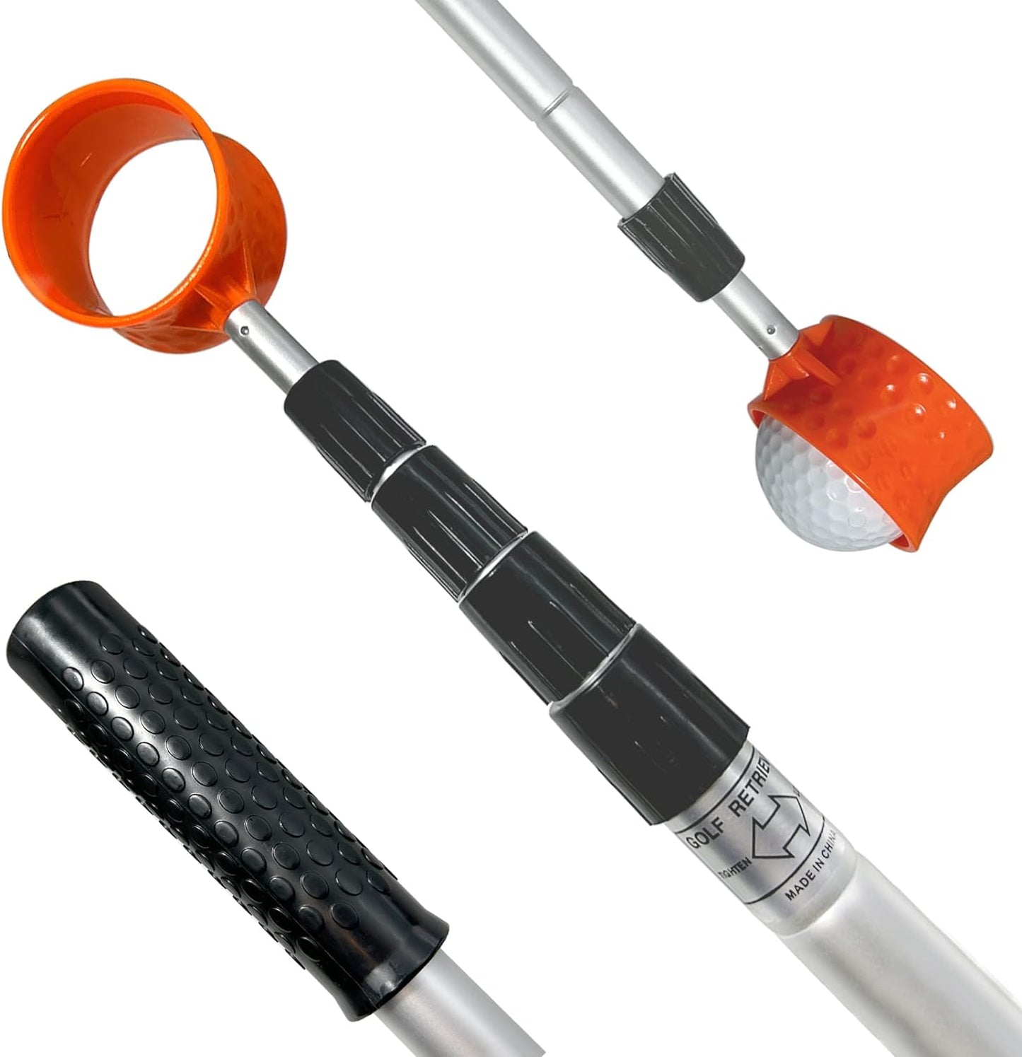 Telescopic Golf Ball Retriever - Portable Stainless/Aluminum Alloy Tool for Water, with Putter Attachment - Available in 7/9/12/15Ft Lengths