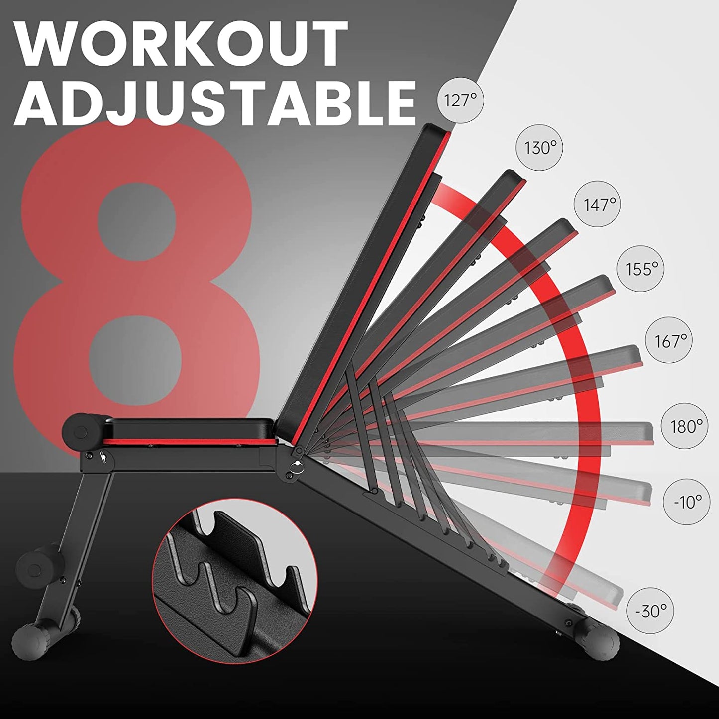 Foldable Weight Bench for Full Body Workouts at Home Gym - Adjustable Incline and Decline Exercise Bench