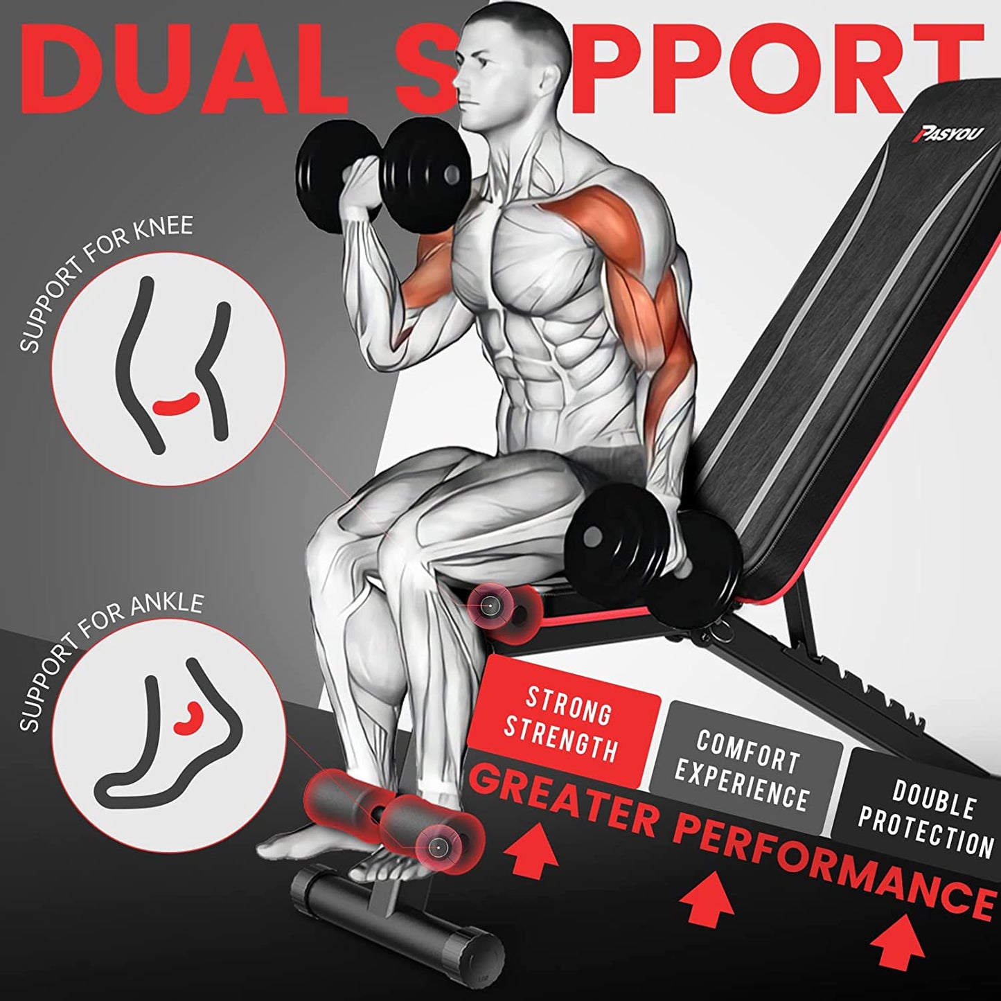 Foldable Weight Bench for Full Body Workouts at Home Gym - Adjustable Incline and Decline Exercise Bench