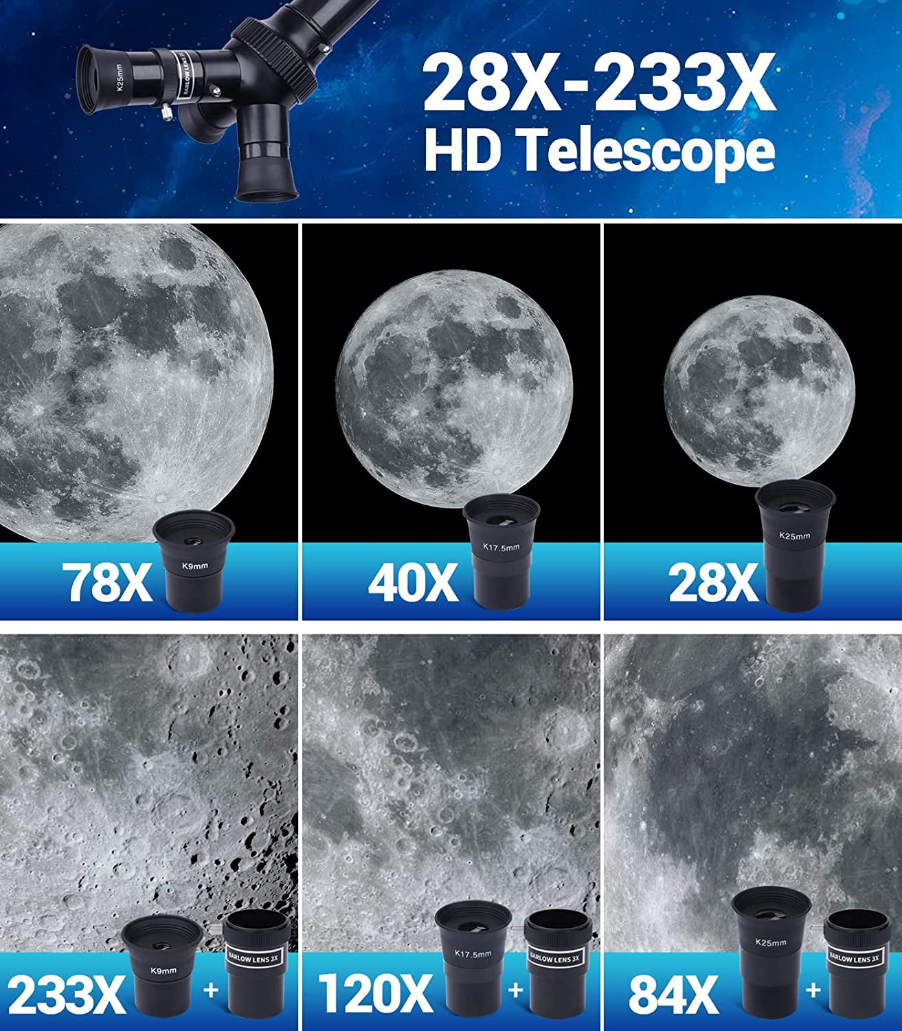 Astronomy Telescopes for Adults, 70mm Aperture 700mm AZ Mount Refractor Telescope for Kids and Beginners with Adjustable Tripod, Nylon Bag, and Phone Adapter