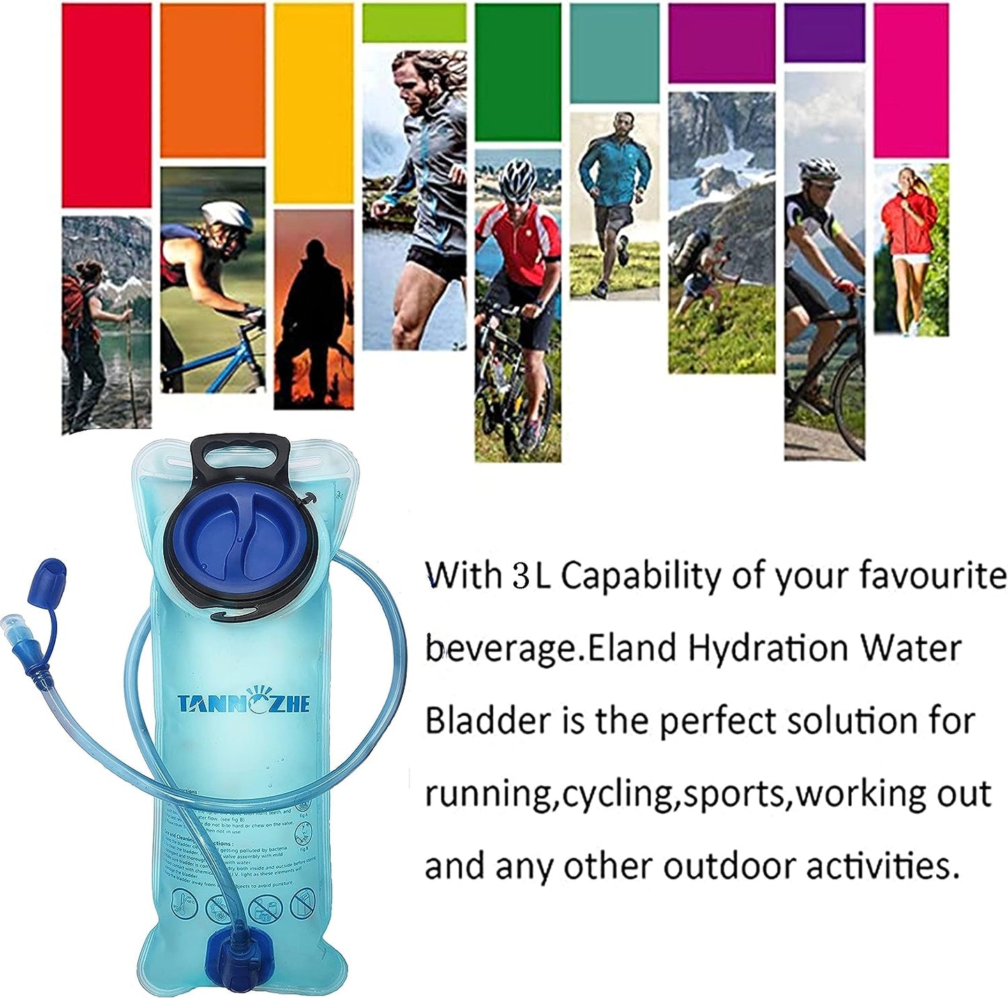 3-Litre Hydration Bladder - Leak-Proof Water Reservoir for Hiking, Outdoor Sports, and Travel Blue