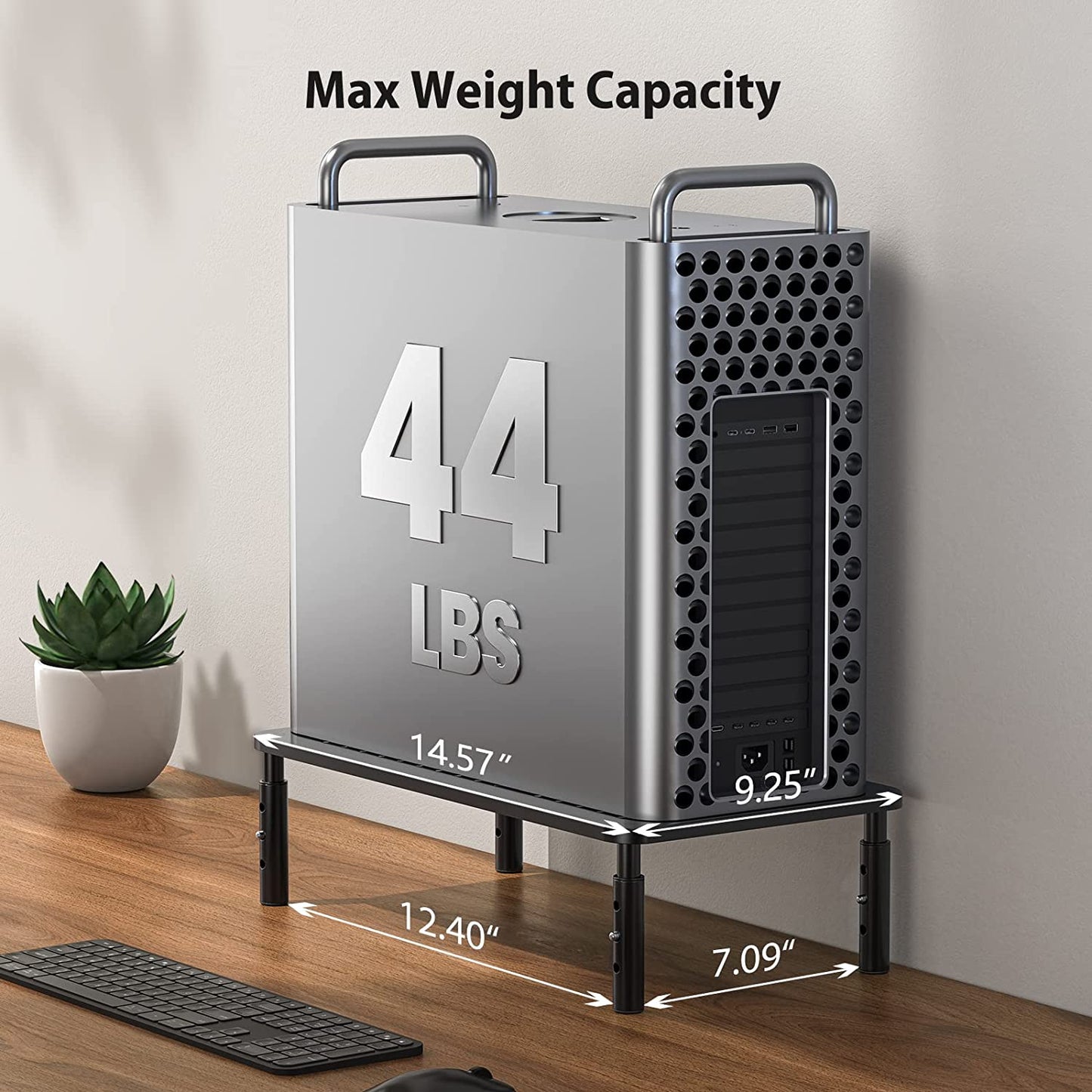 Adjustable Monitor Riser Stand - Height Adjustable Computer Stand with Metal Vented Platform, Underneath Storage, and Desk Organizer for Office and Home Use
