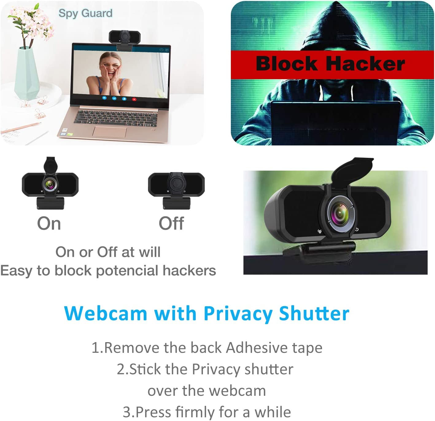 HD USB Webcam with Microphone & Privacy Cover - 1080P Resolution - 110 Degree Wide Angle - Plug and Play - Desktop PC Laptop Computer Web Camera for MAC - Ideal for Zoom Video Conferences, Skype, and YouTube Streaming