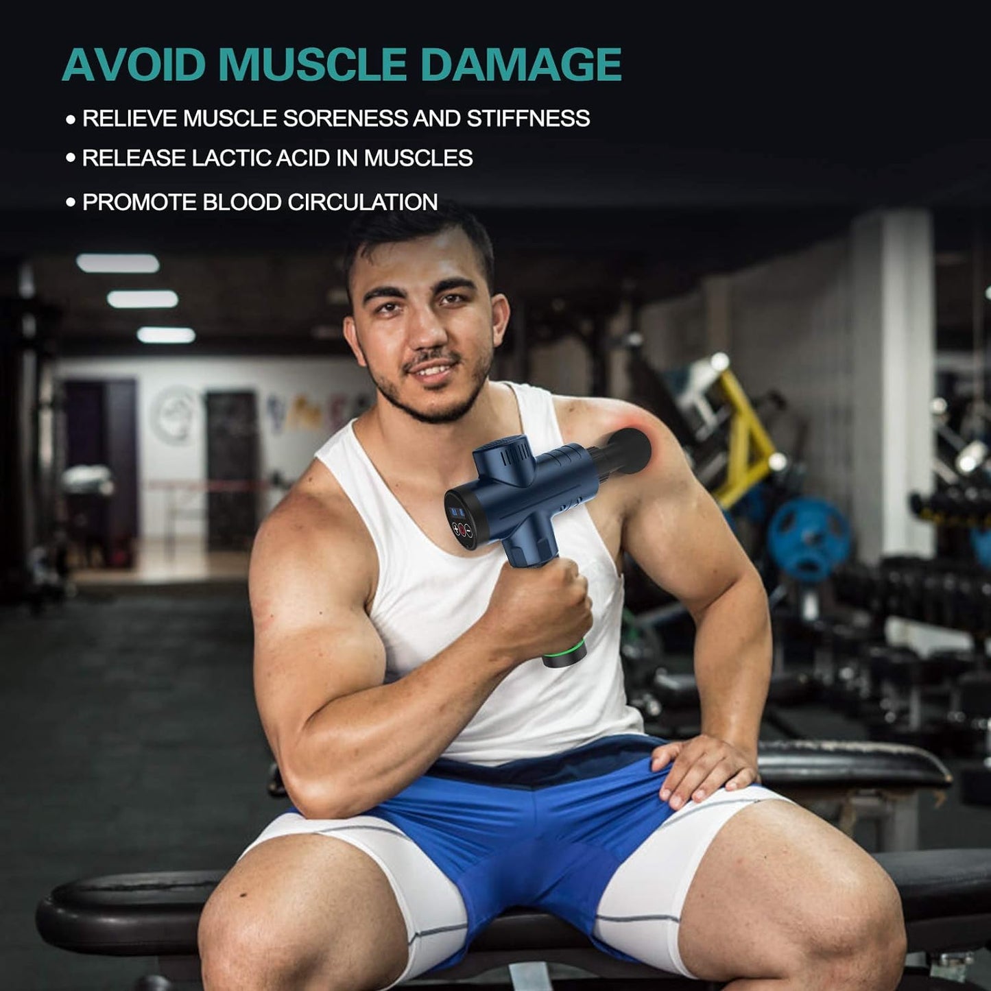 Deep Tissue Muscle Percussion Massage Gun - Handheld Body Massager for Athletes' Pain Relief and Relaxation, Ultra-Quiet Brushless Motor, Wireless with 20-Speed Levels