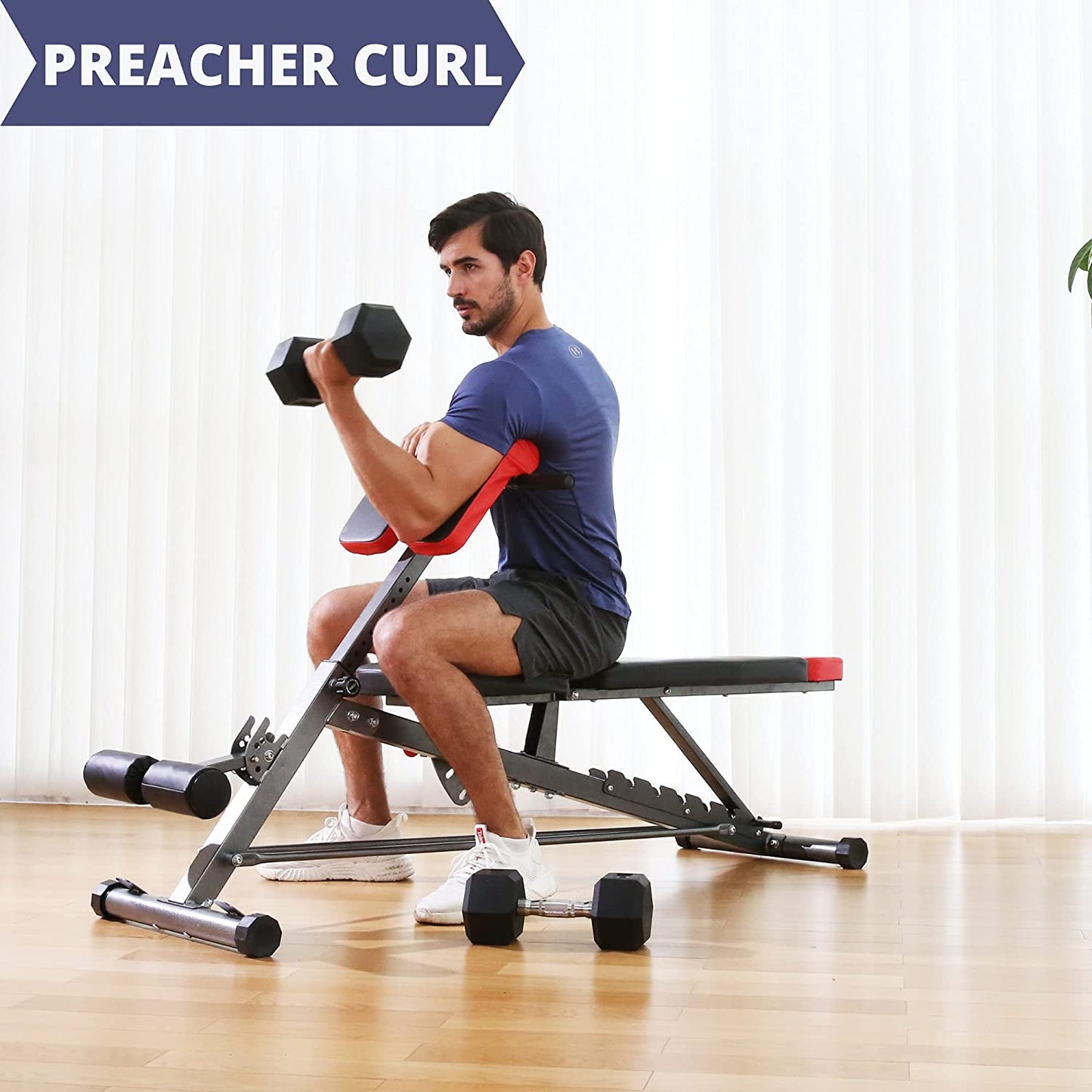 Weight Bench for Comprehensive Full-Body Workout - Hyper Back Extension, Roman Chair, Adjustable Ab Sit-Up Bench, Incline Decline Bench, and Flat Bench