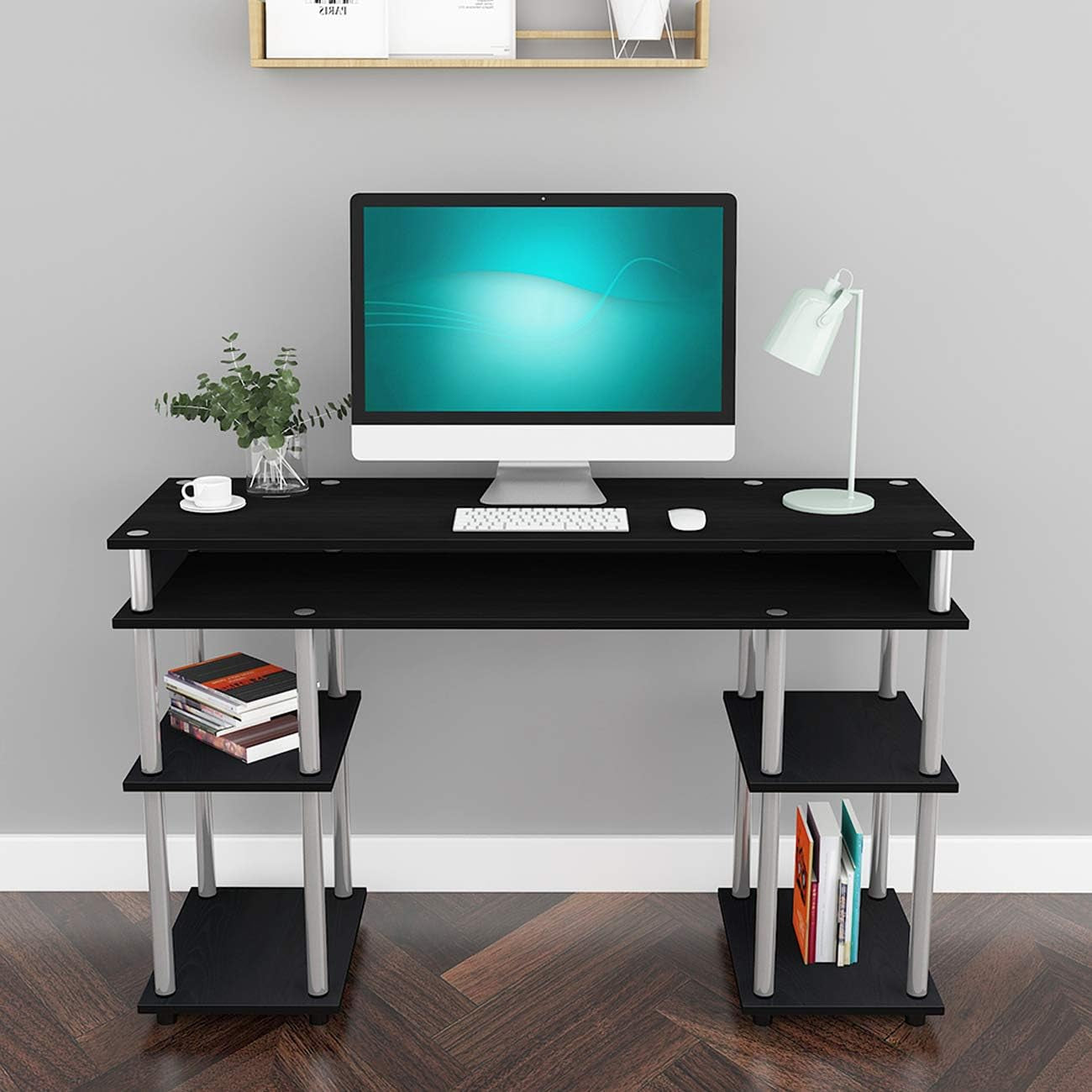 Large Home Office Desk with Storage Shelves and Multi-Functionality, 47.2"×15.7" Writing Table, Slim TV Console Table Side Table