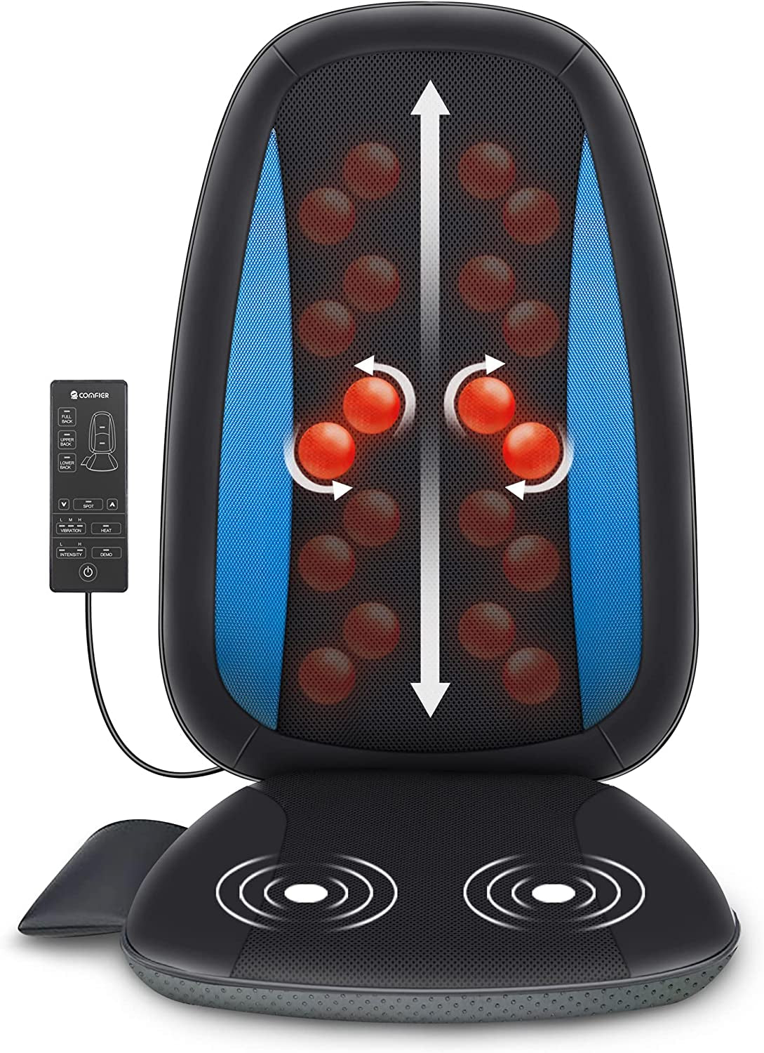 Heat-Enabled Shiatsu Back Massager: Deep Tissue Kneading Massage Seat Cushion, Suitable for Full Back, Electric Body Massager for Home or Office Chair Use