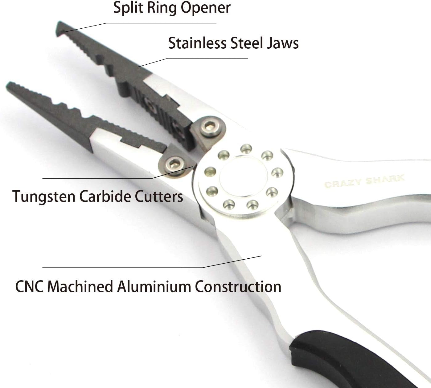 Premium Aluminium Fishing Pliers with Stainless Steel Hook Remover, Saltwater Resistant Gear, Spilt Ring Pliers, Tungsten Carbide Cutters, and Braid Line Cutters