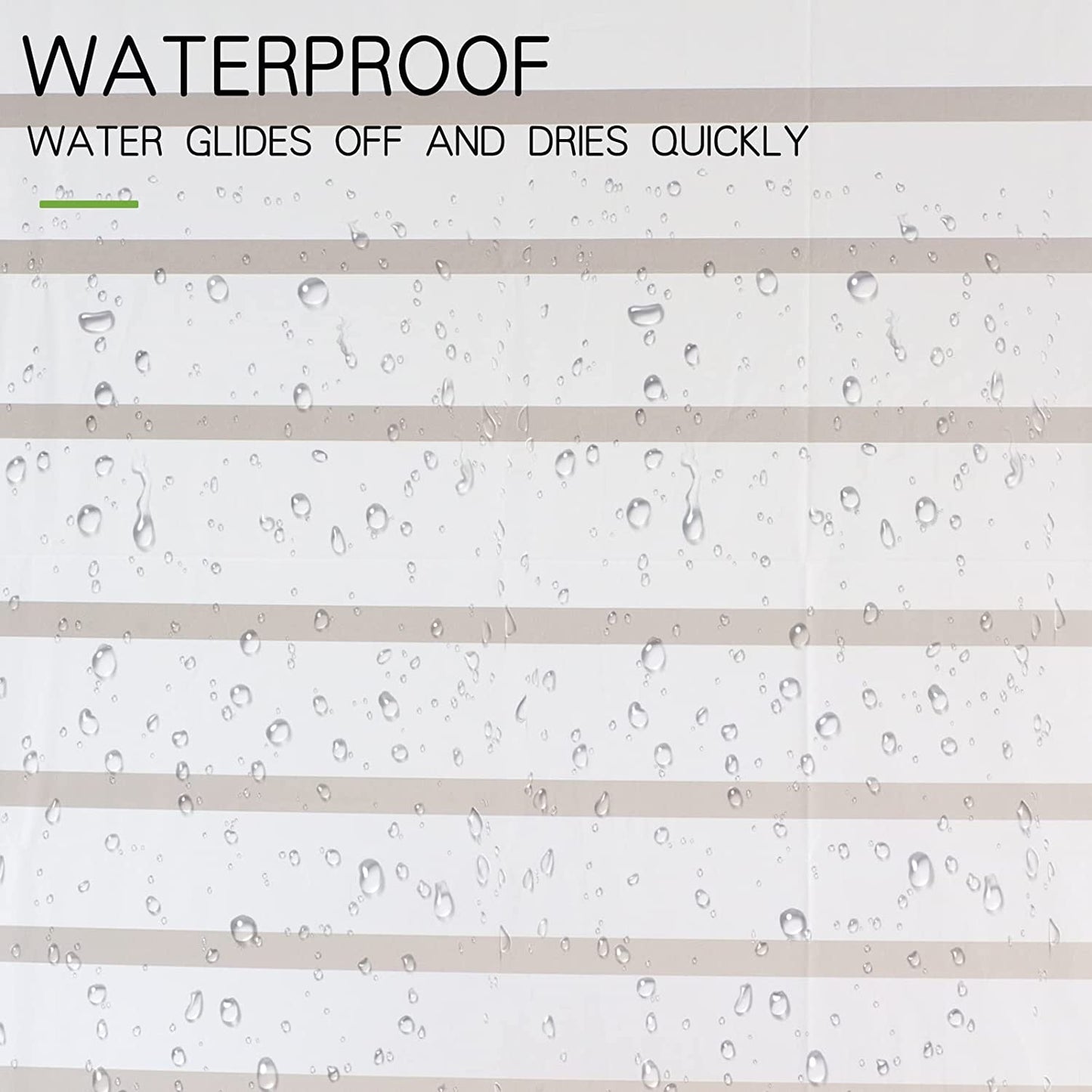 Mildew Resistant Shower Curtain Liner - Measures 72 x 72 Inch - Made of Heavy Duty Waterproof PEVA Material - Features Rust-Resistant Metal Grommets - Comes with 12 Plastic Hooks - Stripe Design - Ideal for Thick Bathroom Shower Curtain Liner.