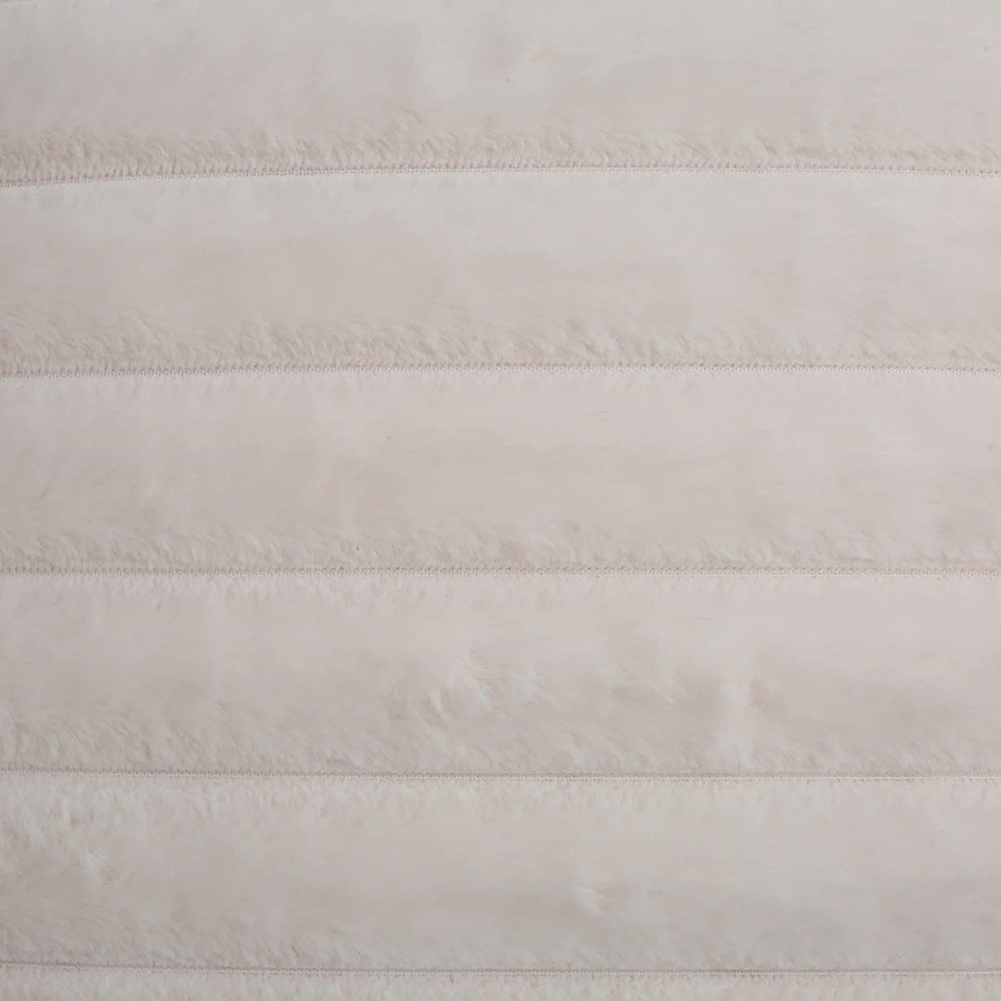 Set of 2 Cream White 20x20 Inch Throw Pillow Covers - Cozy Faux Rabbit Fur Striped Design with Velvet Back for Modern Couch Decor.