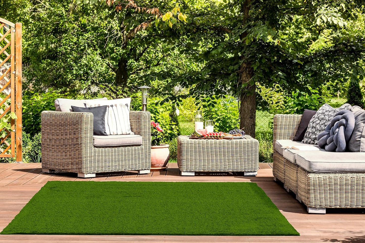 Indoor Outdoor Artificial Grass Turf with Rubber Backing - 2 x 6 - Green