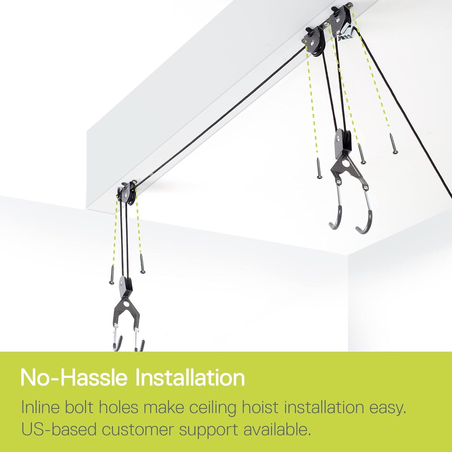 Cycle Garage Bike Storage Hoist - Auto-Locking Ceiling Bike Rack with 50 lb Capacity - Kayak Hoist Straps - Bike Hangers for Garage Ceiling up to 12 Ft - Bicycle Hooks Pulley System
