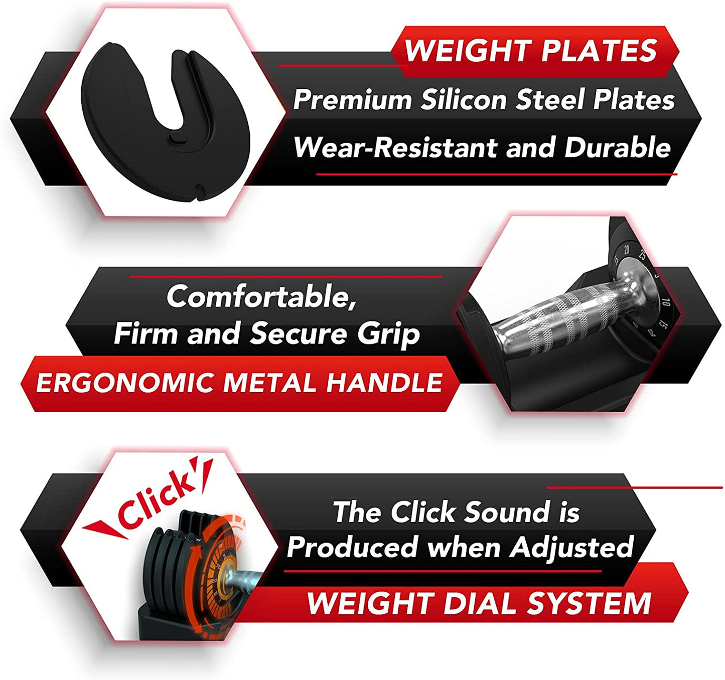 Fitness Adjustable Dumbbells Set - 25lb Dumbbell with Secure Anti-Slip Metal Handle for Effective Exercise & Full Body Workout - Fast Weight Adjustment for Optimal Fitness