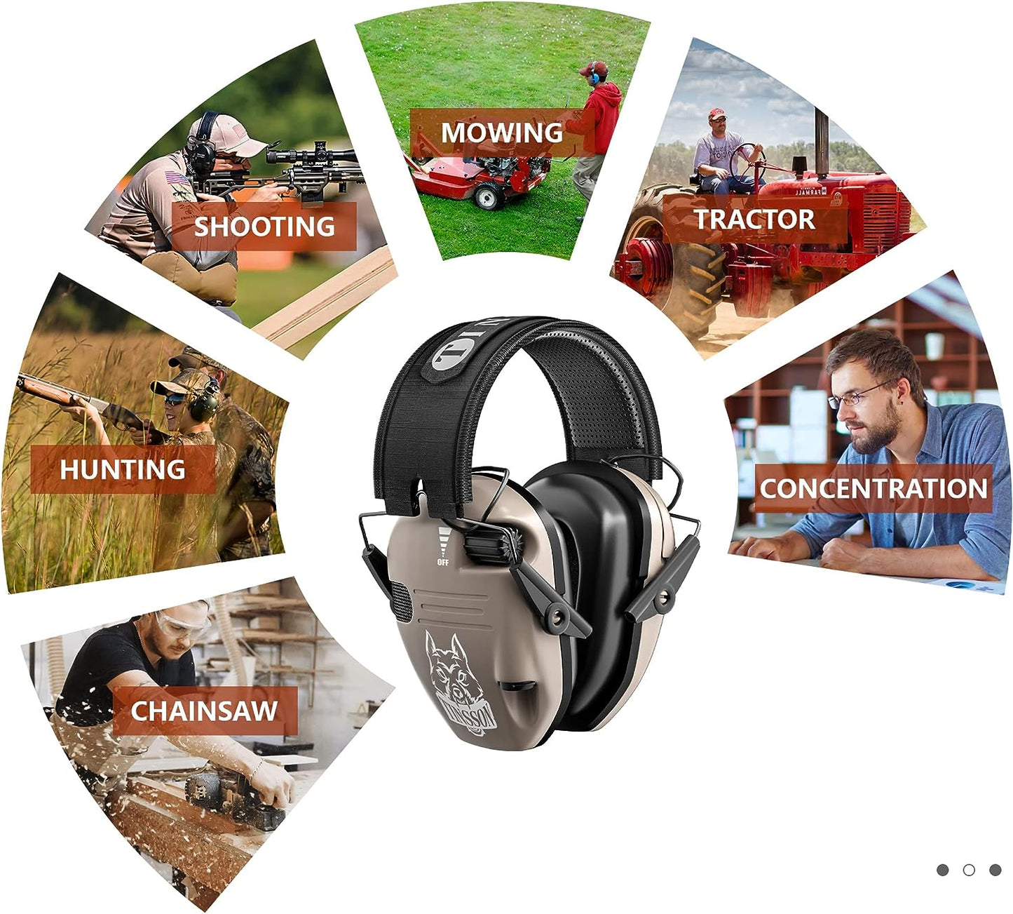 Electronic Noise Cancelling: NRR 23dB Earmuffs for Shooting and Hunting, Equipped with 3.5mm Audio Jack for Gun Range Use in FDE Color