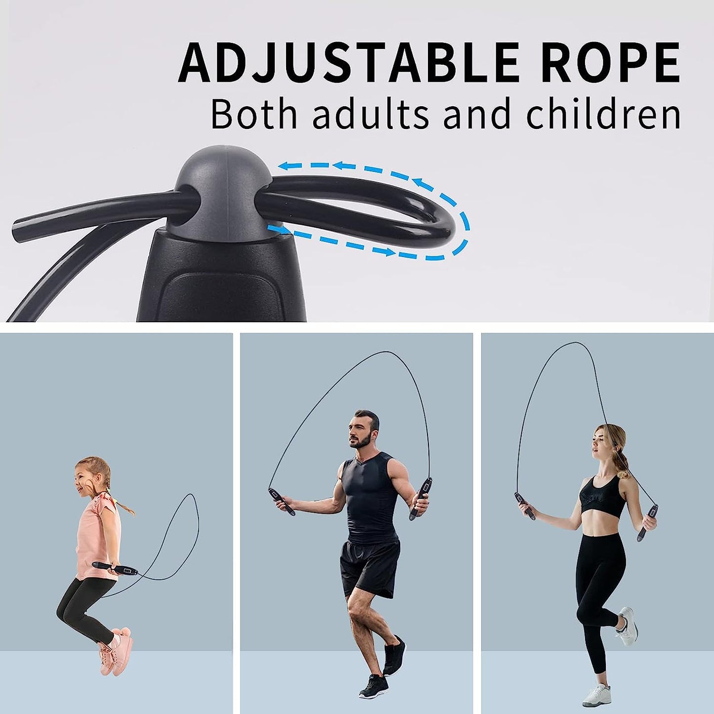 Digital Adjustable Cordless Jump Rope: Dual Mode for Training Fitness, High Speed Skipping Rope for Narrow Spaces, Tangle-Free and Safe for You and Children.