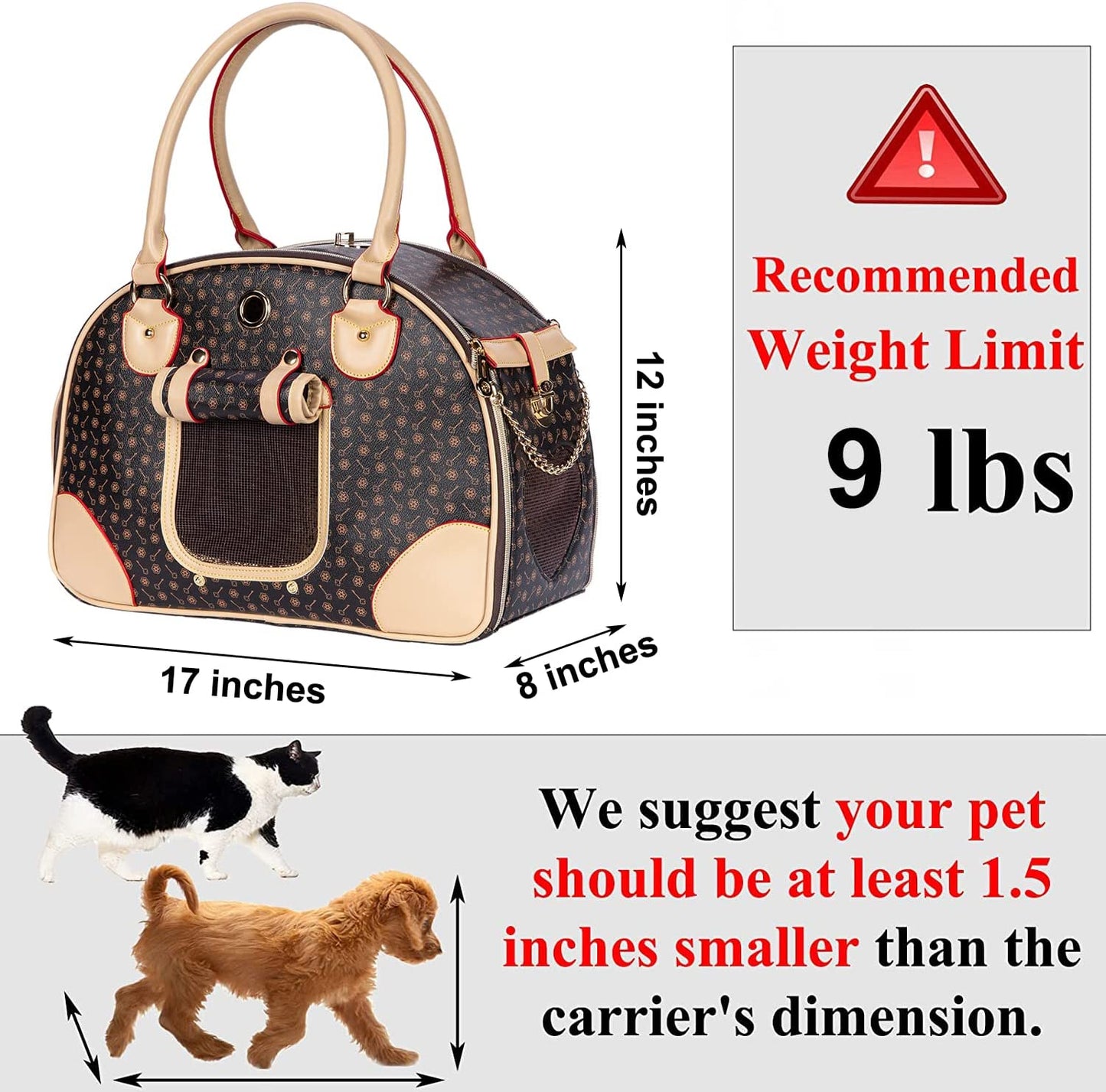 Luxury Waterproof PU Leather Pet Carrier Handbag for Small Dogs and Cats: Ideal for Outdoor Adventures, Travel, and Shopping