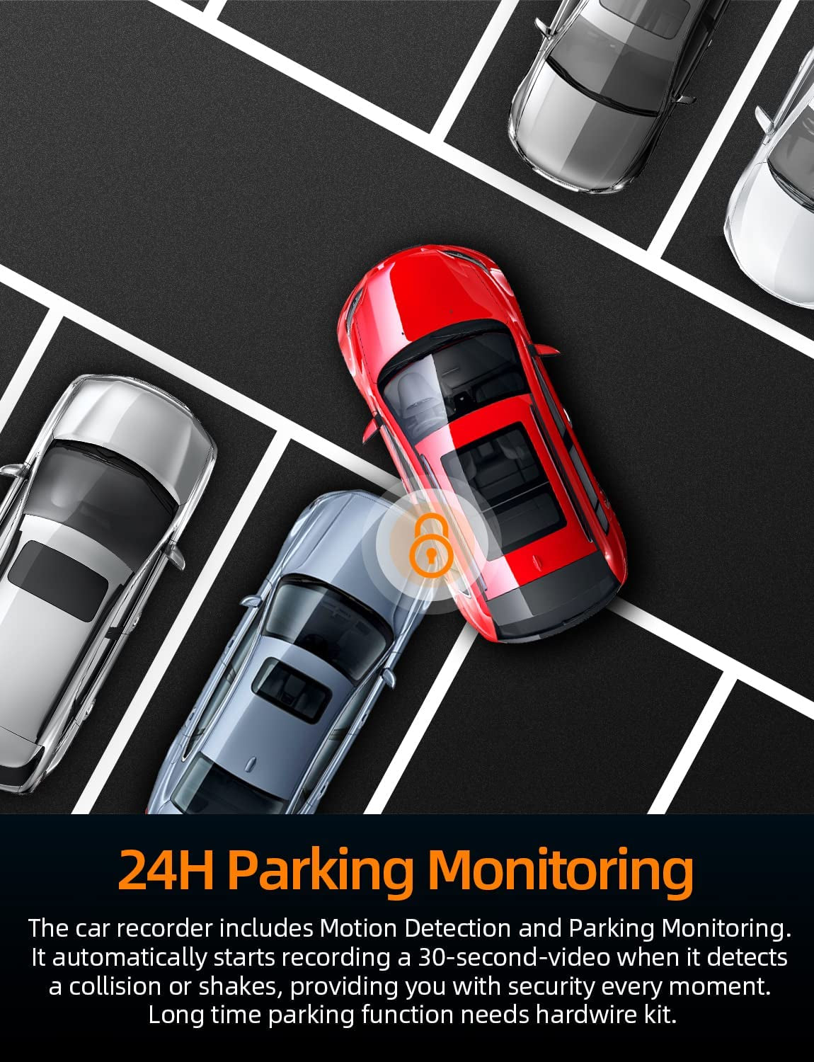 2.5K Front and Rear Dash Cam, 2560X1440P Quad HD Dual Dash Camera for Cars, with Wifi, Super Night Vision, 32GB Card, Parking Mode, 170° Wide Angle, G-Sensor, WDR, and Mobile APP Support