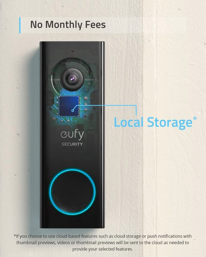 Wi-Fi Video Doorbell - 2K Resolution - No Monthly Fees - Local Storage - Human Detection - Includes Wireless Chime - Requires Existing Doorbell Wires and Installation Experience - 16-24 VAC, 30 VA