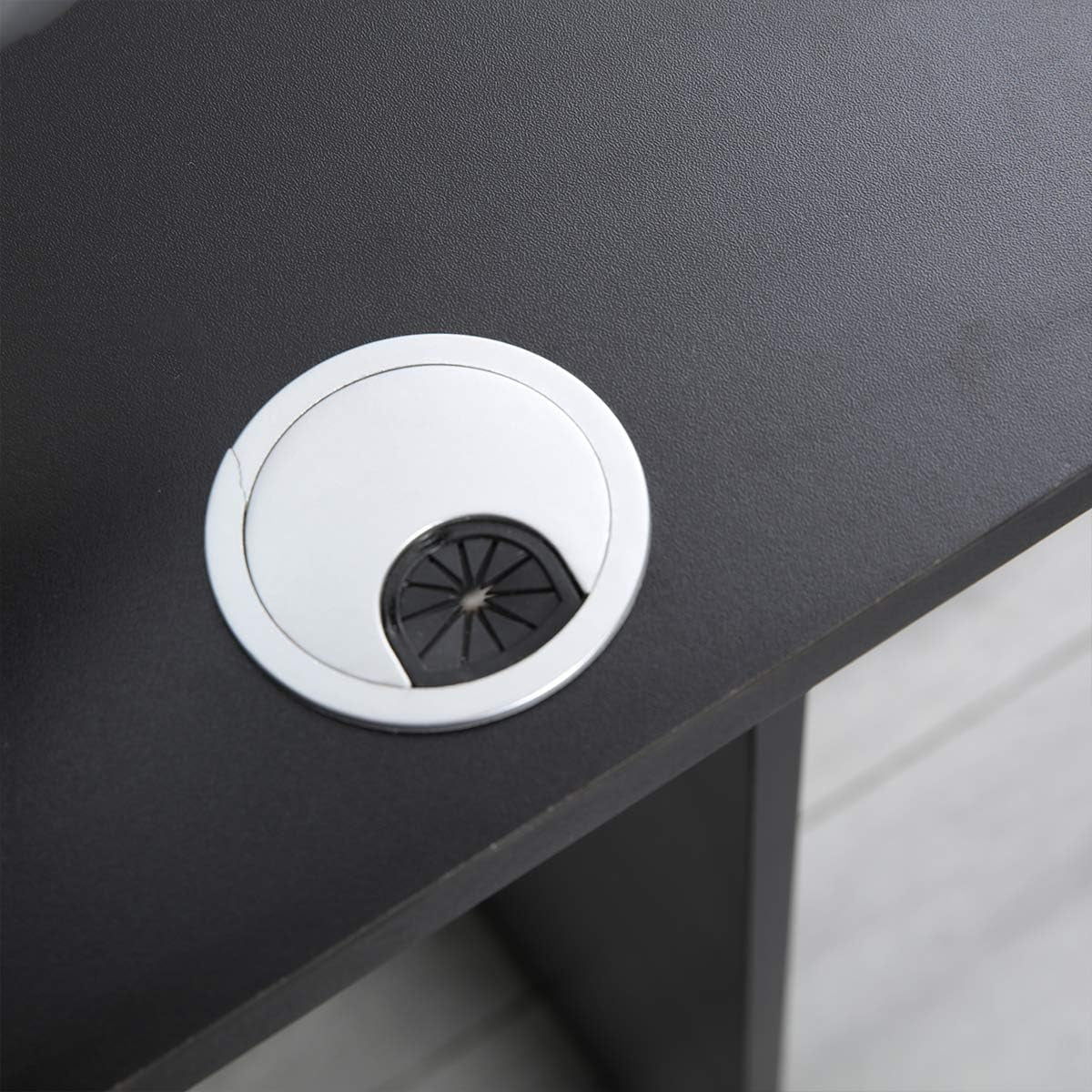 L-Shaped Computer Desk with Shelf - 59+51.2 inches L Desk Corner Computer Workstation Table with Desktop Shelf, Black