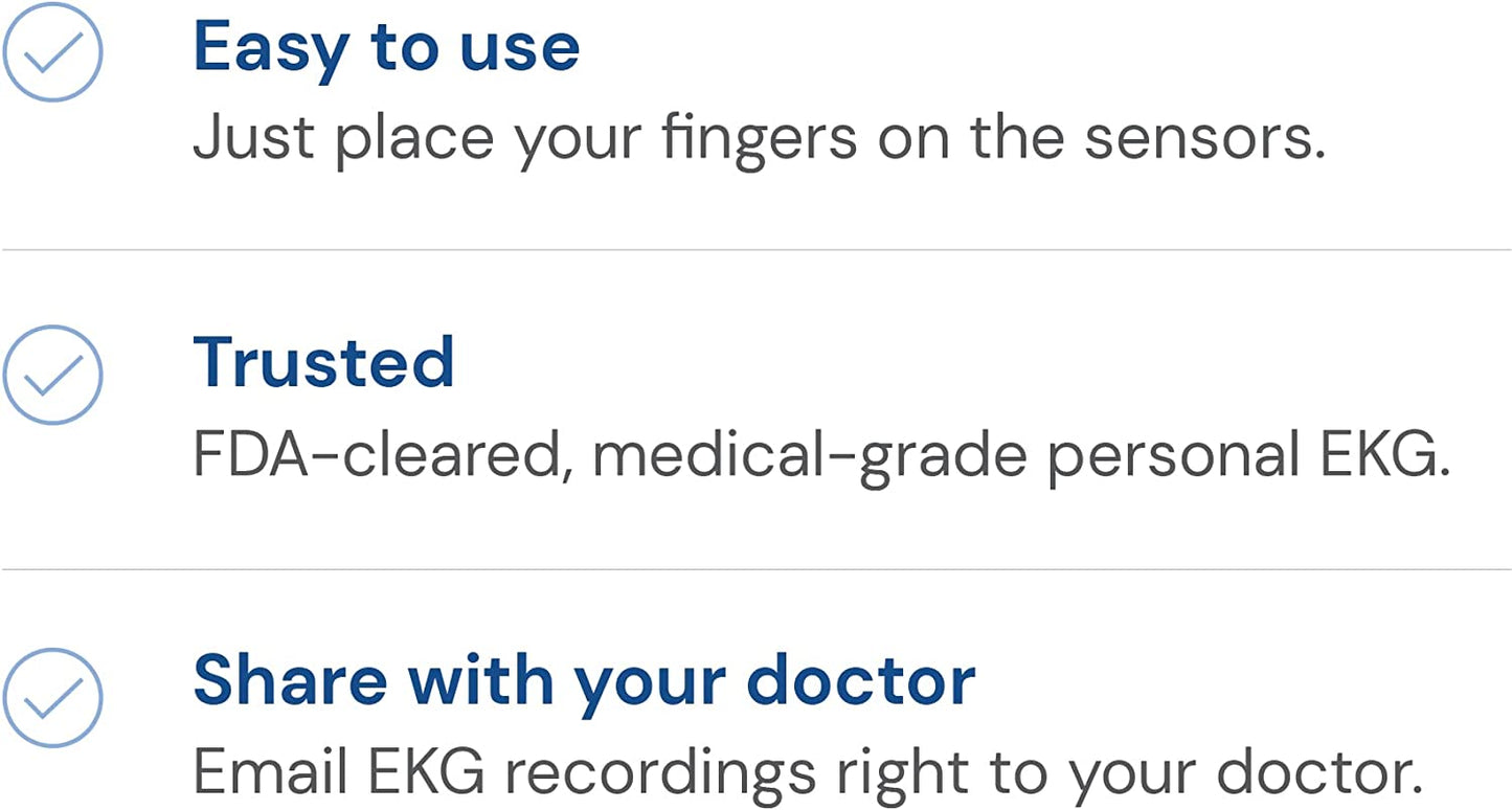 ECG Monitor: Wireless Personal Device to Detect Afib from Home in 30 Seconds. Easy to Use, Compatible with Most Smartphones, and FSA/HSA Eligible.