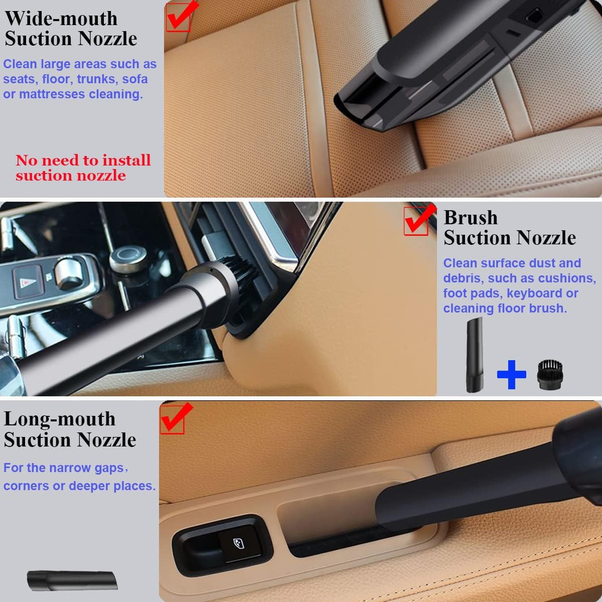 13000Pa Cordless Car Vacuum with Powerful Suction, Lightweight Design, Quick Charge, 2 Modes, and 6000mAh Battery - Ideal for Home, Office, Car, Carpet, Stairs, Pet Hair, and Deep Cleaning