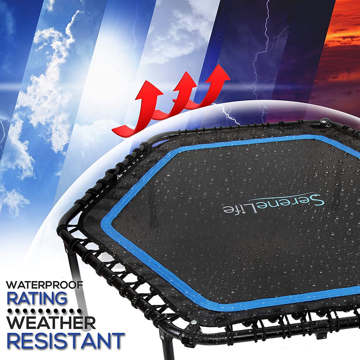 Fitness Exercise Rebounder Mini Trampoline - 48" Inch Jump Exercise Equipment with Adjustable Handle, for Adults - Ultimate Indoor/Outdoor Workout Training